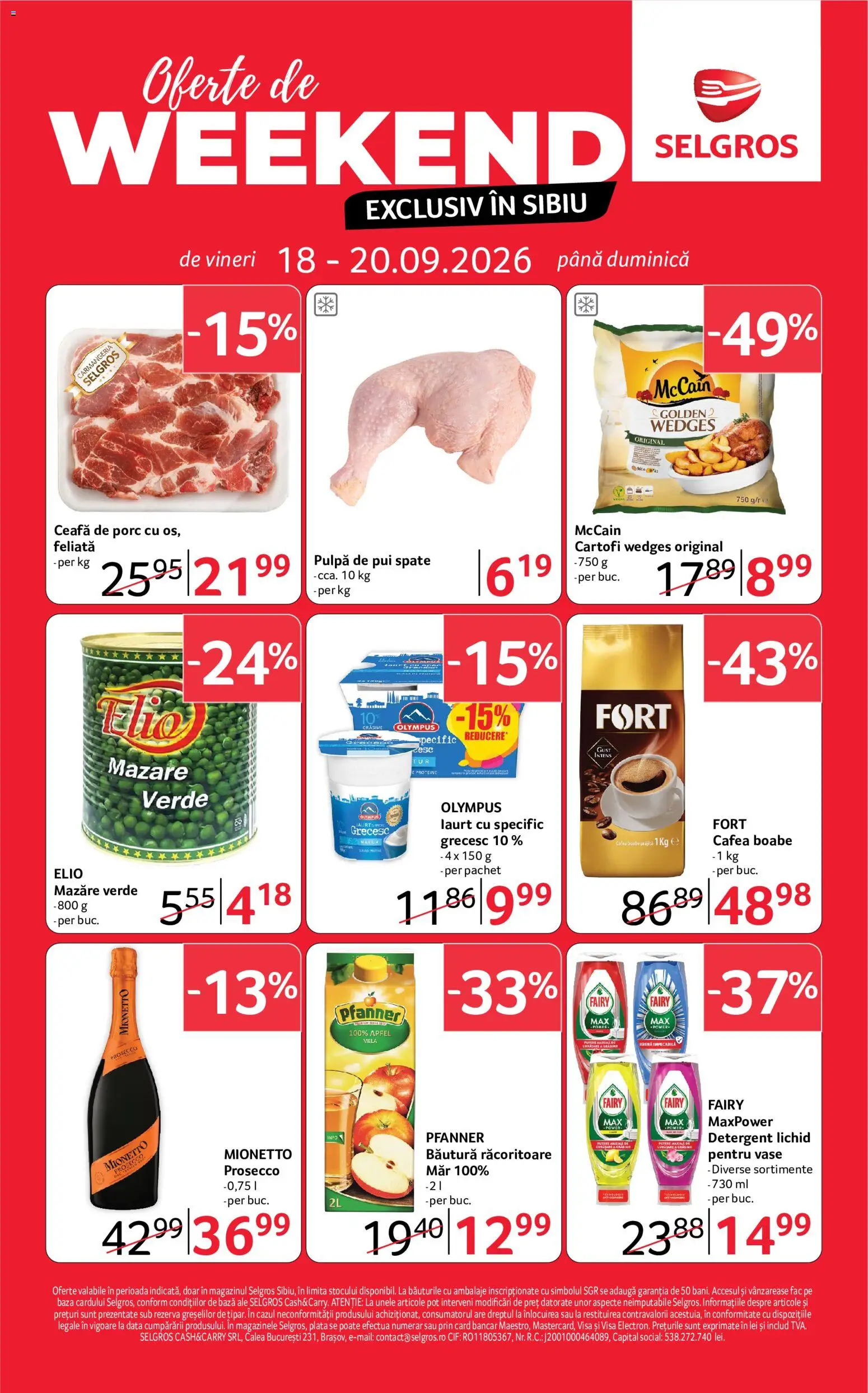 Noul catalog Selgros – valabil de la 18.09.2026 | Pagină: 1 | Produse: Ceafa de porc, Pui, Cafea, Cartofi