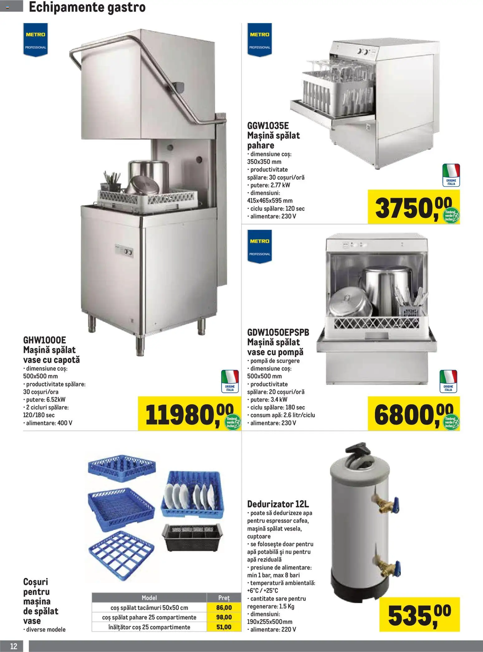Noul catalog Metro – valabil de la 01.10.2026 | Pagină: 12 | Produse: Espressor, Pahare, Coș, Apă