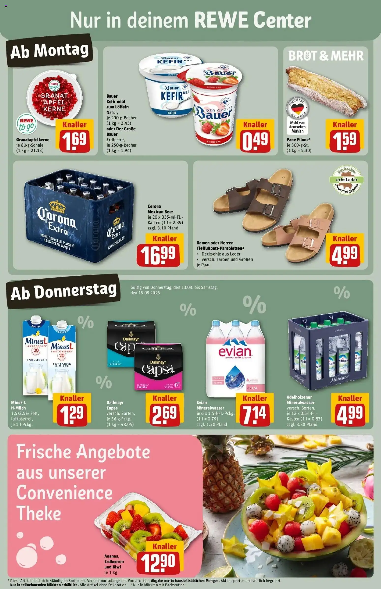 REWE Prospekt ab 10.08.2026 zum Blättern » Angebote | Seite: 3 | Produkte: Theke, Adelholzener, Pane, Dallmayr