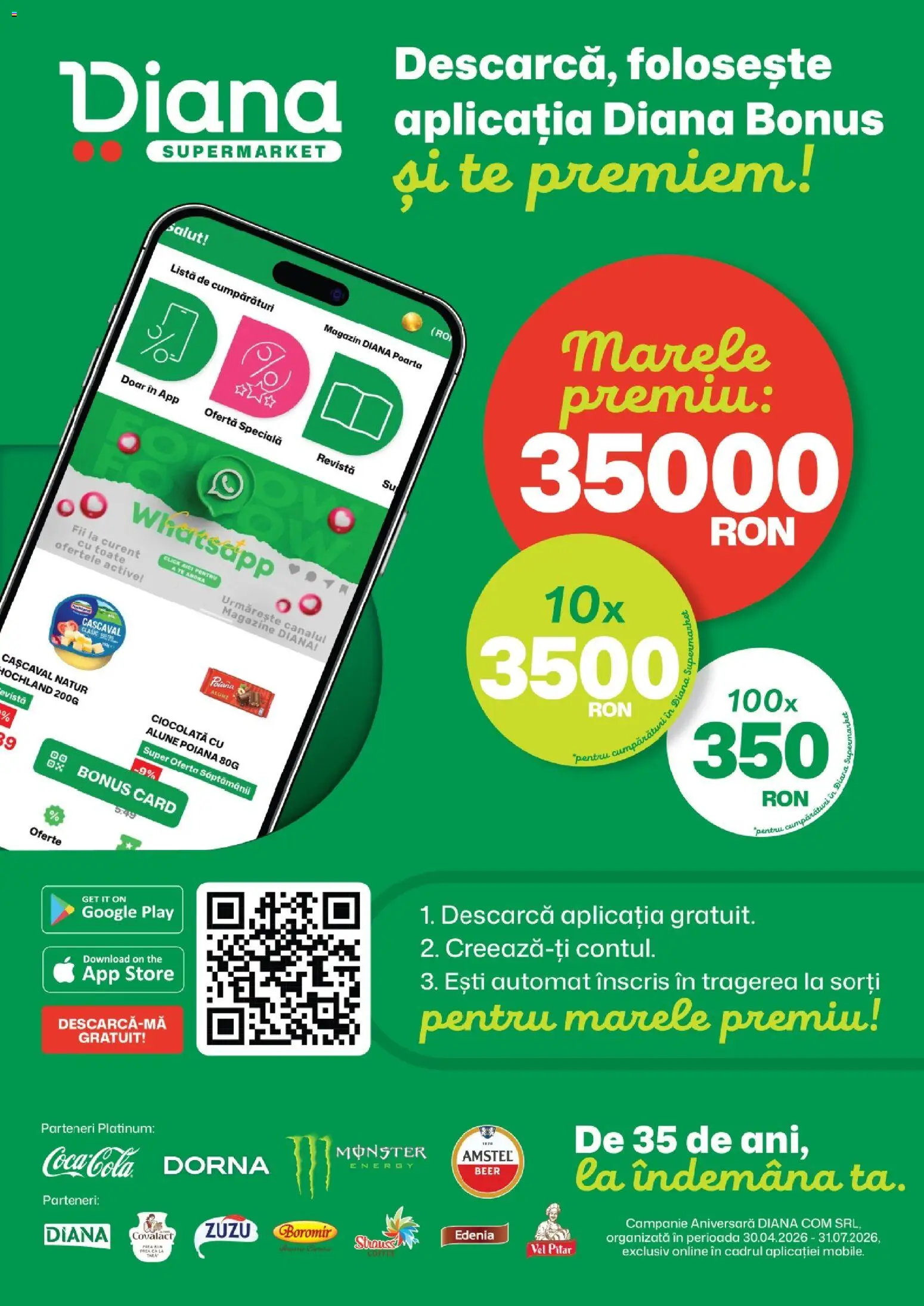 Noul catalog Diana – valabil de la 01.05.2026 | Pagină: 14 | Produse: Cașcaval, Amerikan servis, Alune, Ciocolată