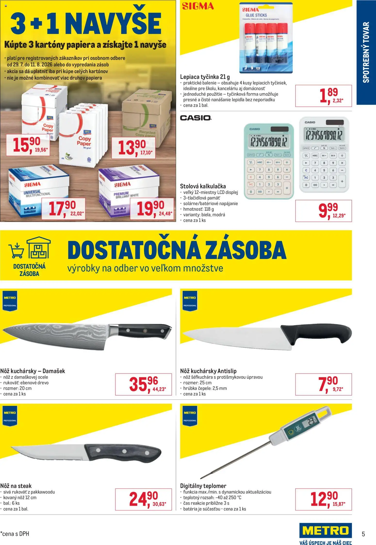 Nové Metro akcie – leták je platný od 29.07.2026 | Strana: 5 | Produkty: Teplomer, Steak, Kalkulačka