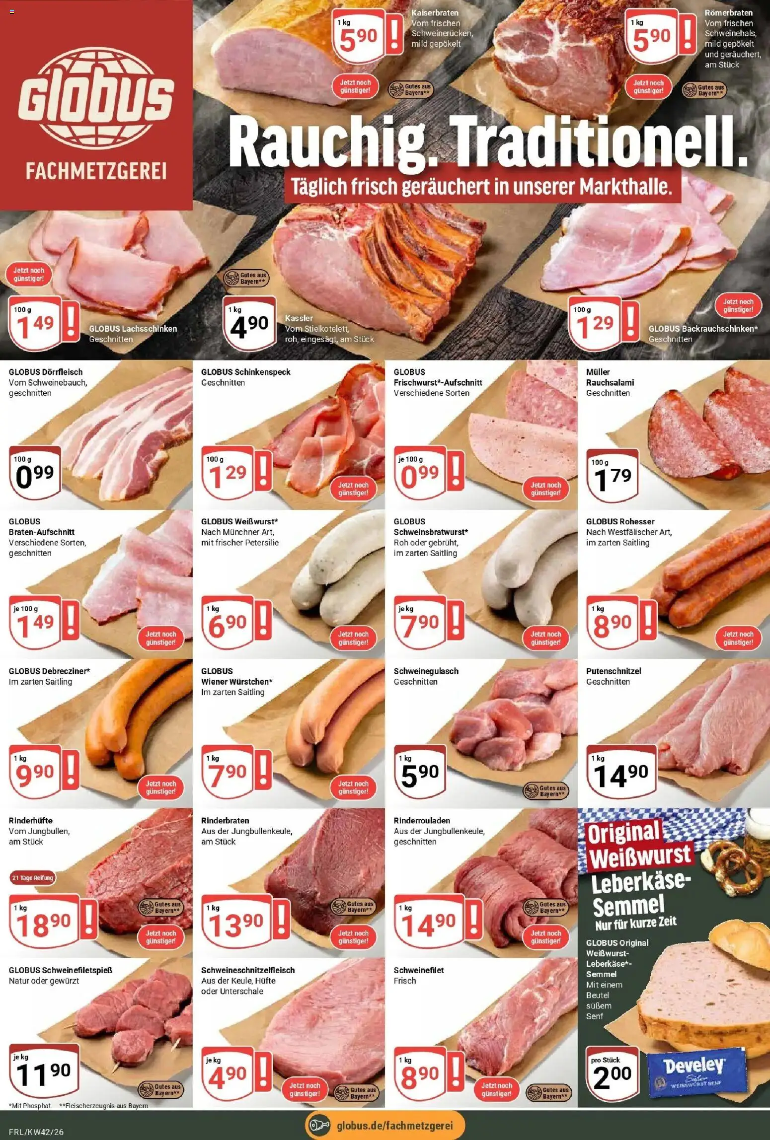 Globus Prospekt Freilassing (ab 12.10.2026) » Angebote online | Seite: 8 | Produkte: Rinderbraten, Weißwurst, Putenschnitzel, Leberkase