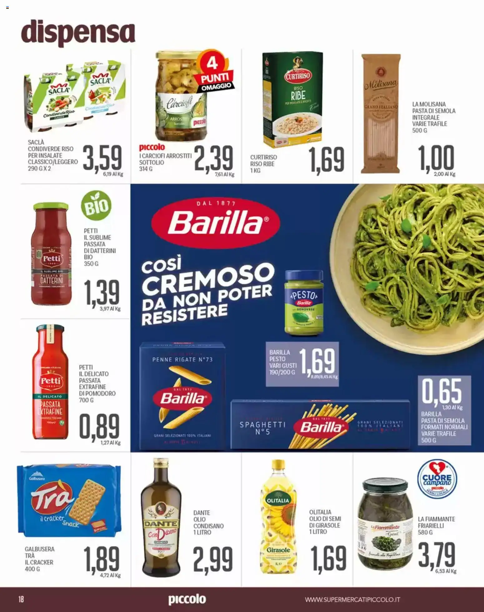 Volantino Piccolo del 13/08/2026 | Pagina: 18 | Prodotti: Pomodoro, Pasta, Pesto, Penne