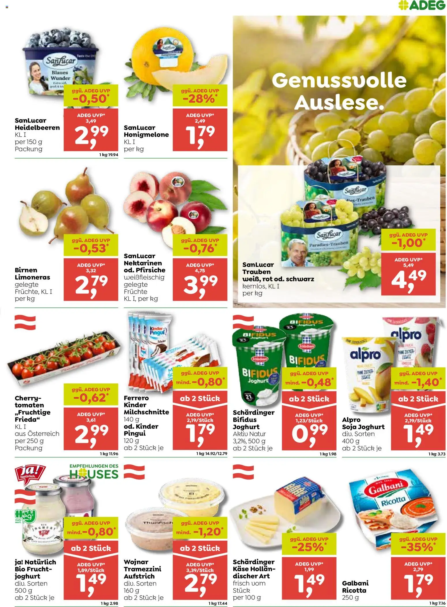 ADEG Flugblatt gültig ab 13.08.2026 | Seite: 3 | Produkte: Käse, Joghurt, Tomaten