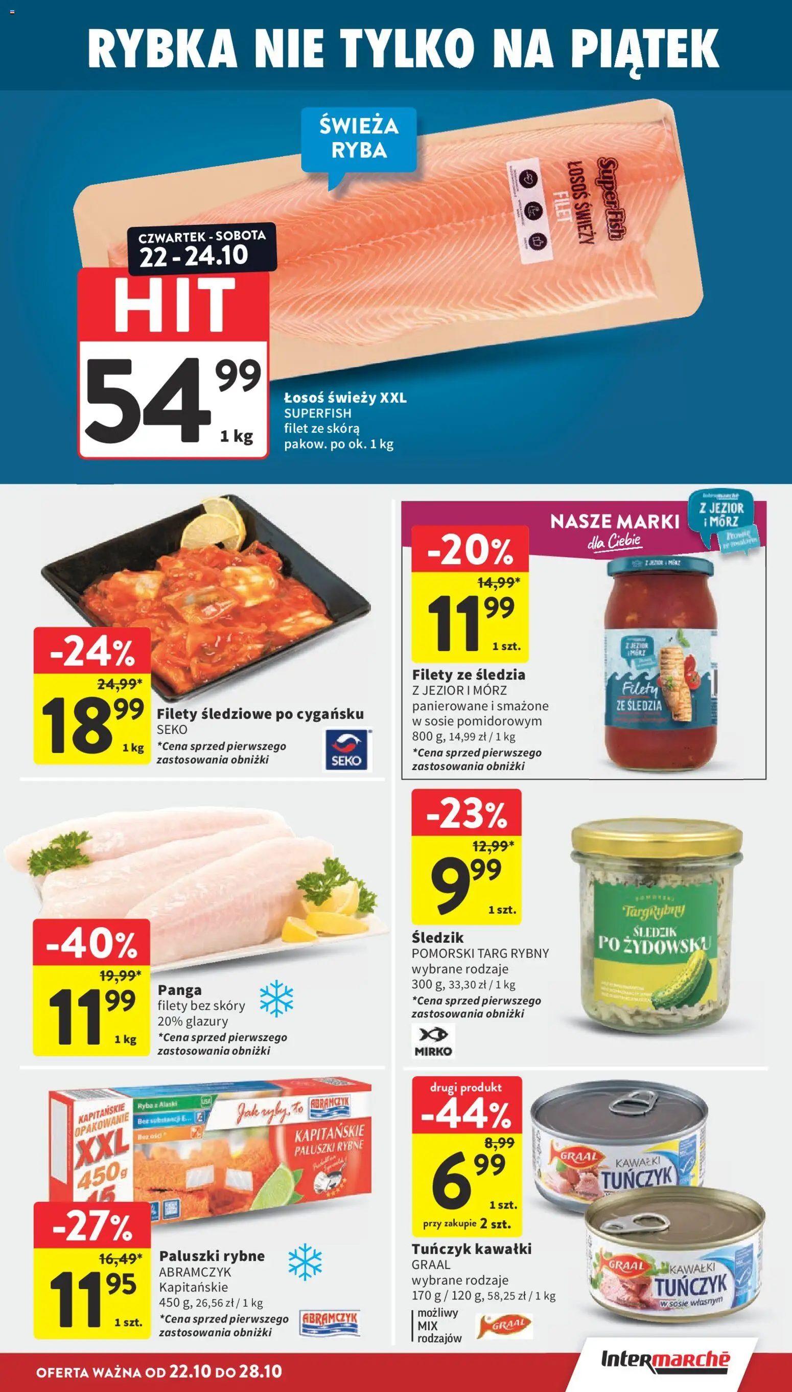 Intermarche gazetka od 22.10.2026 | Strona: 19 | Produkty: Łosoś, Tuńczyk, Paluszki, Ryba