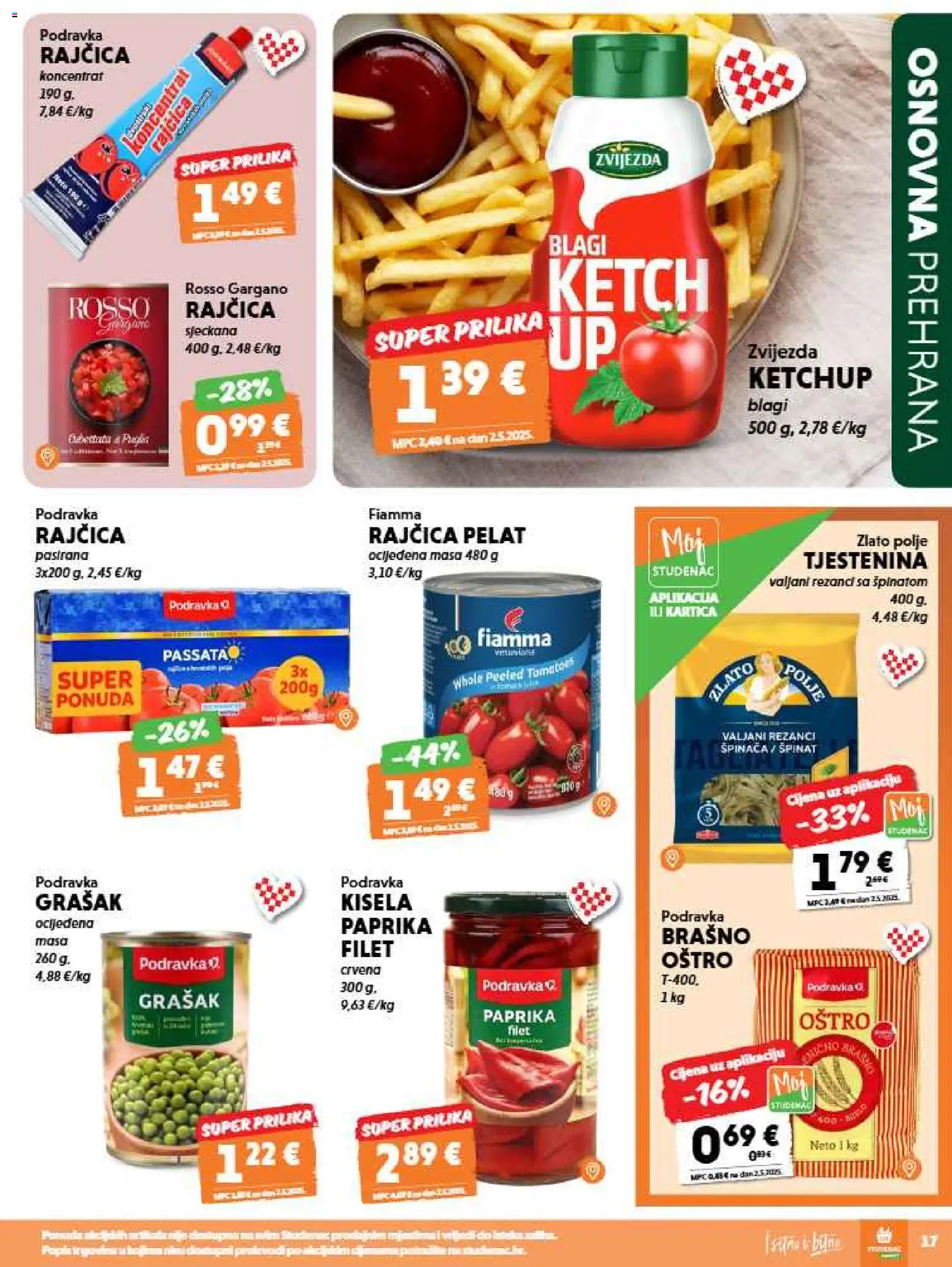 Studenac katalog | vrijedi od 12.08.2026 | Stranica: 17 | Proizvodi: Špinat, Paprika, Tjestenina, Grašak