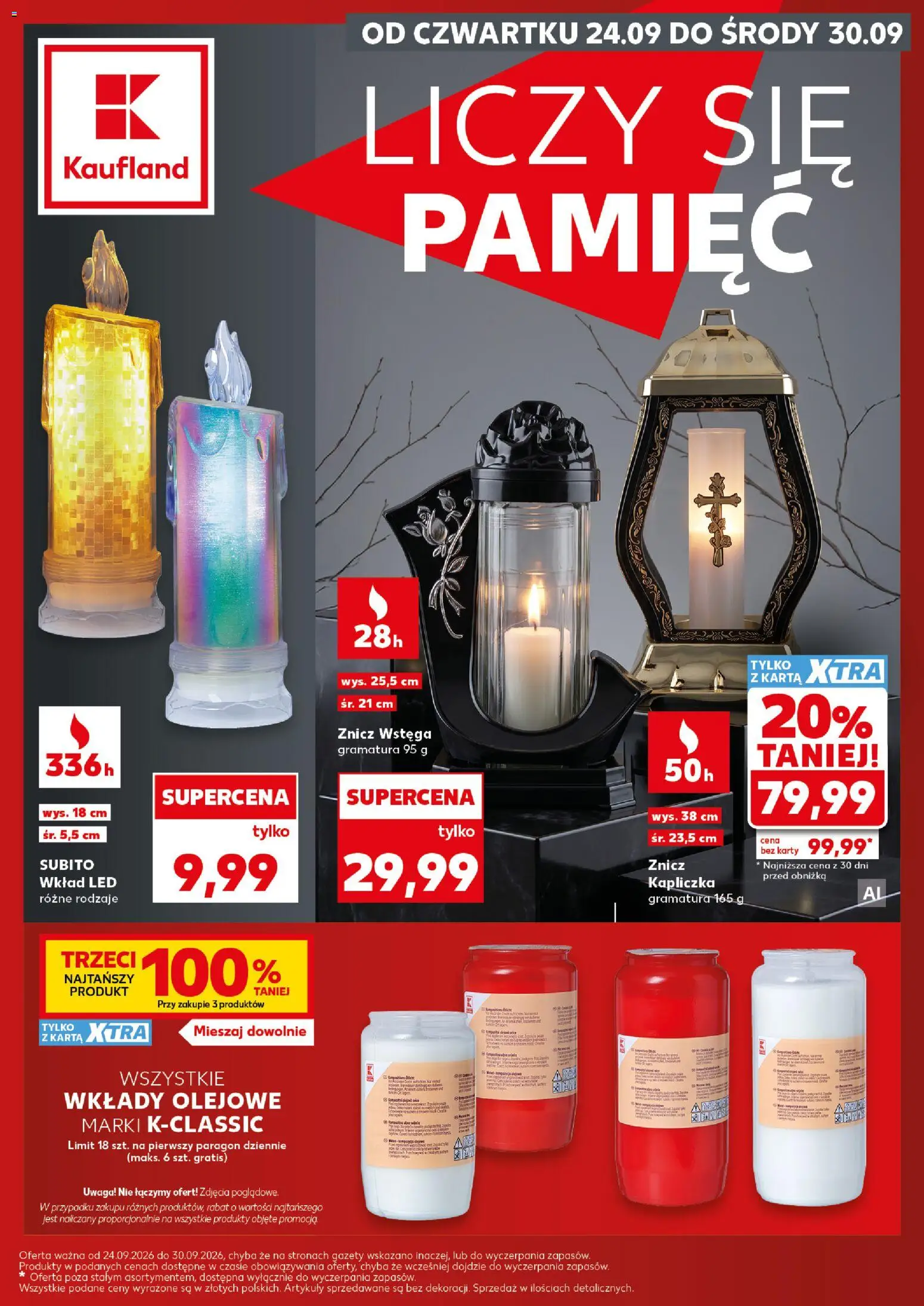 Kaufland Polsko leták - Katalog znicze od 24.09.2026 | Strana: 1 | Produkty: Karty, LED