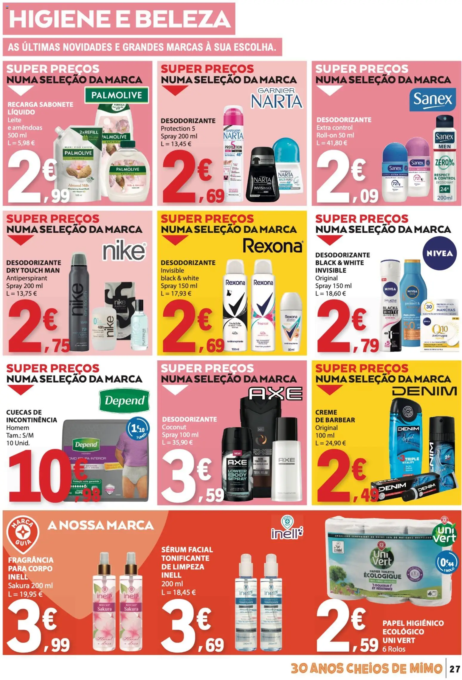 E.Leclerc folheto │ válido de 09/07/2026 | Página: 27 | Produtos: Amêndoas, Desodorizante, Leite, Creme