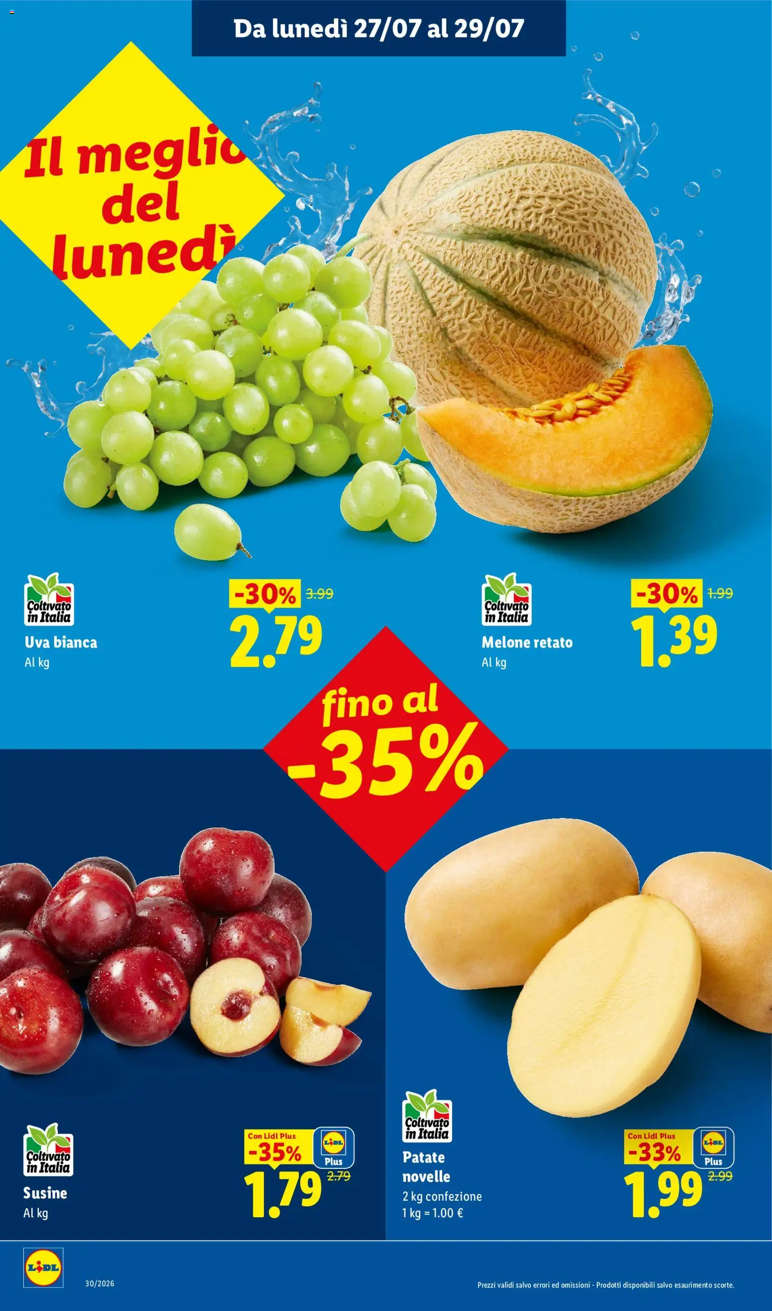Volantino Lidl del 23/07/2026 | Pagina: 6 | Prodotti: Patate, Uva, Melone, Susine