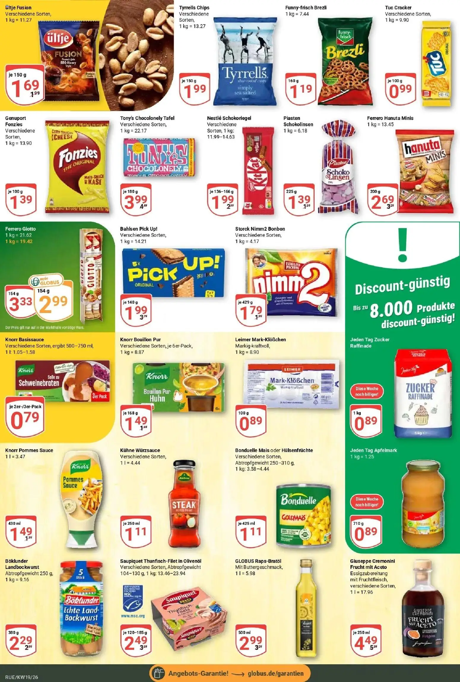Globus Prospekt Rüsselsheim	 – gültig ab 04.05.2026 | Seite: 16 | Produkte: Bockwurst, Pommes, Knorr, Chips