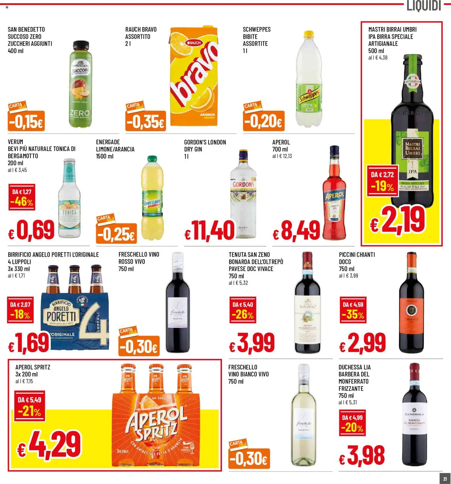 Volantino Famila del 03/09/2026 | Pagina: 21 | Prodotti: Birra, Gin, Bibite, Arancia