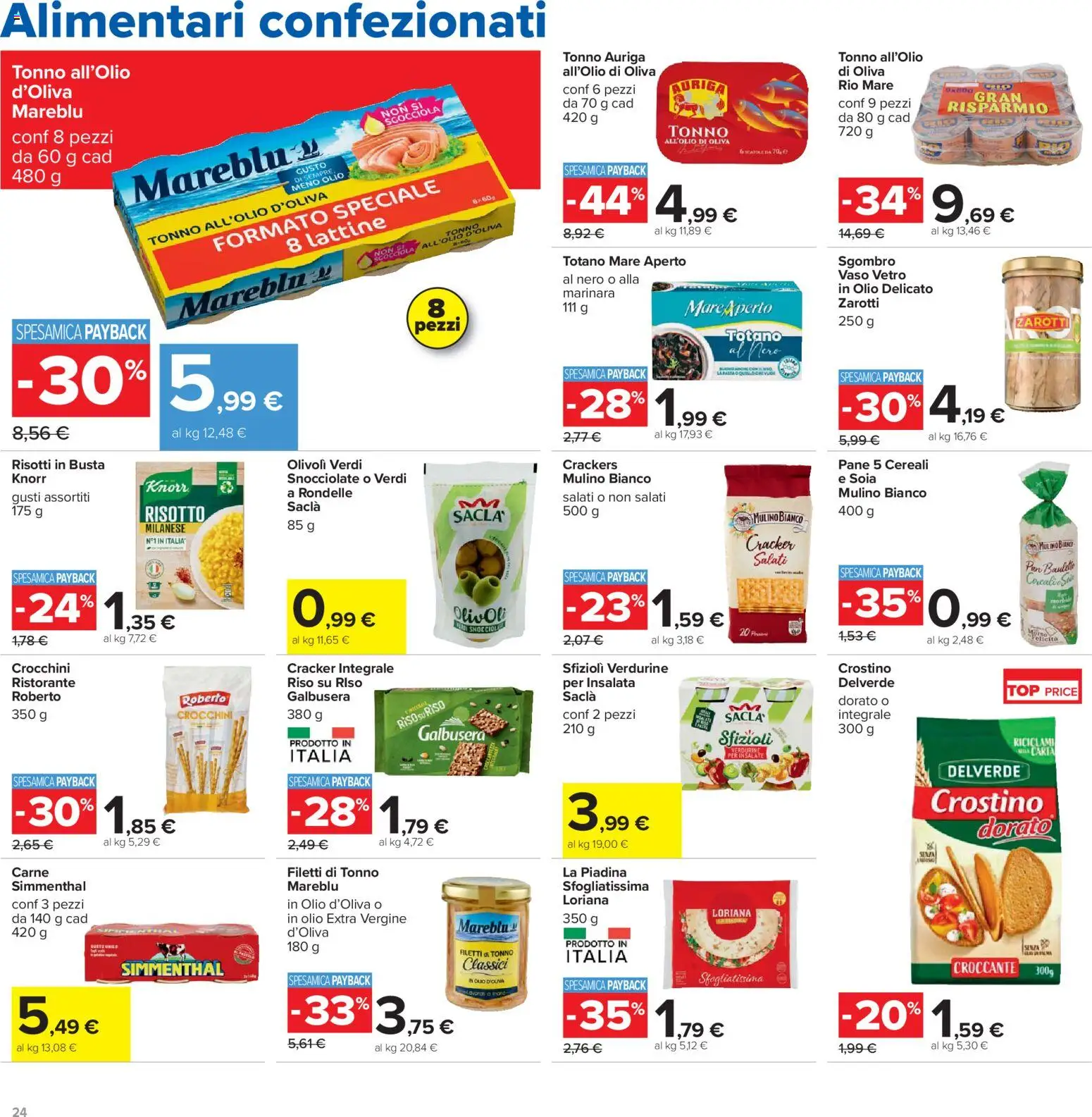 Volantino Carrefour del 19.05.2026 | Pagina: 24 | Prodotti: Pane, Top, Sgombro, Vaso