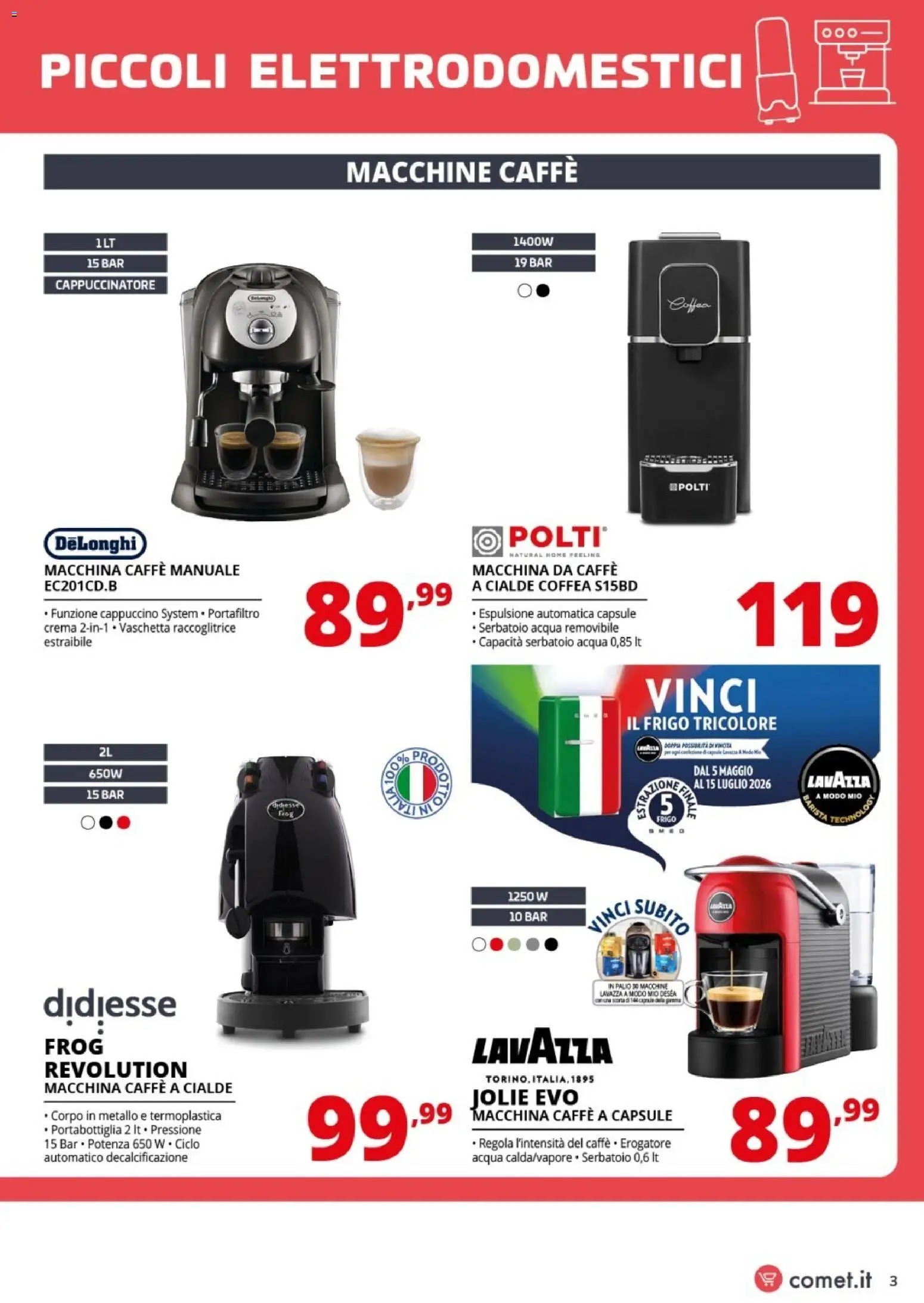 Volantino Comet del 18/07/2026 | Pagina: 3 | Prodotti: Crema, Caffè, Acqua, Lavazza