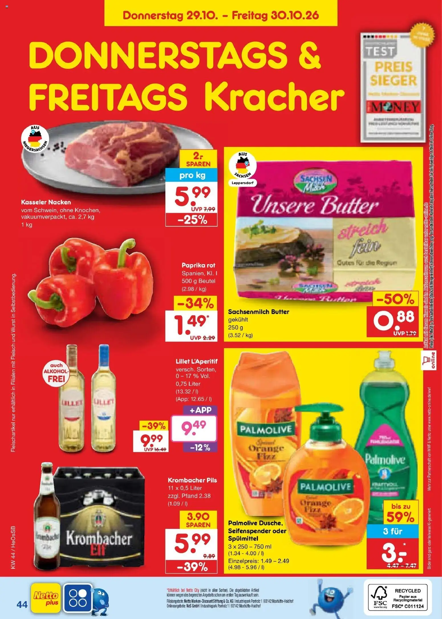 Netto Marken-Discount Prospekt Rostock – gültig ab 26.10.2026 | Seite: 62 | Produkte: Butter, Seifenspender, Alkohol, Fleisch