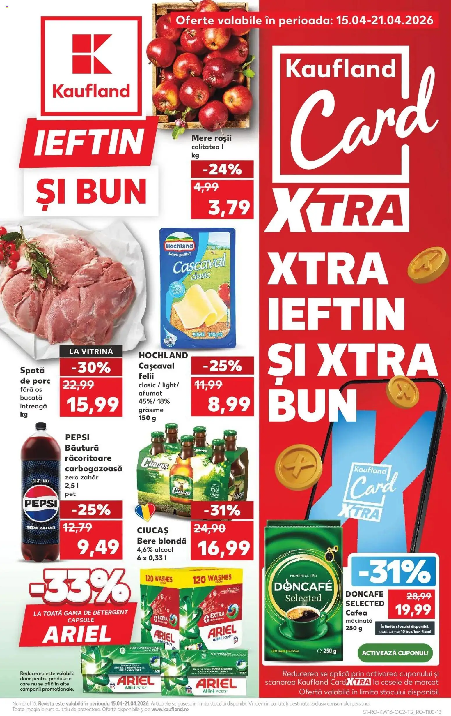 Noul catalog Kaufland – valabil de la 15.04.2026 | Pagină: 1 | Produse: Cafea, Mere, Roșii, Detergent