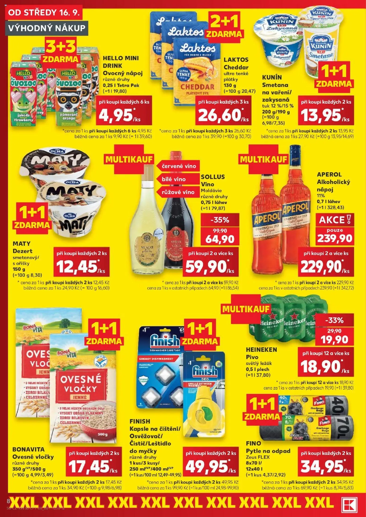 Kaufland leták - Brno od 16.09.2026 | Strana: 8 | Produkty: Smetana, Ovesné vločky, Aperol, Zakysaná smetana