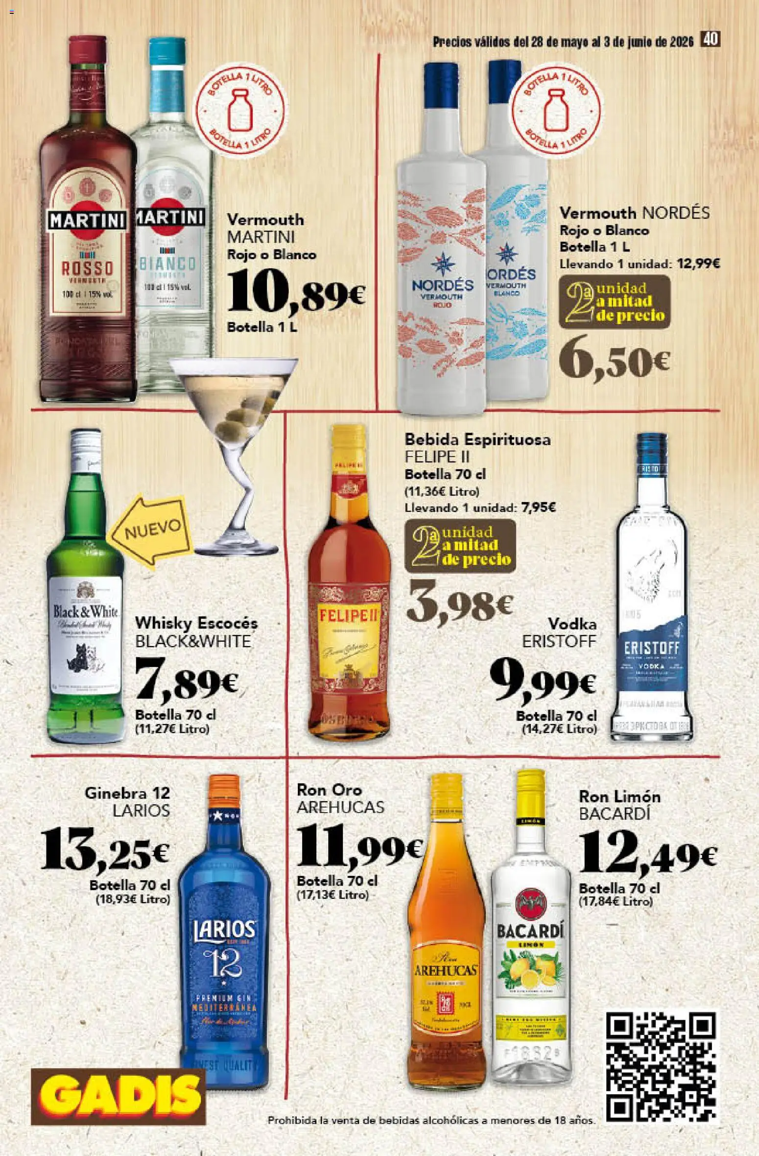 Gadis folleto │ válido desde el 28.05.2026 | Página: 40 | Productos: Ron, Ginebra, Vodka, Whisky