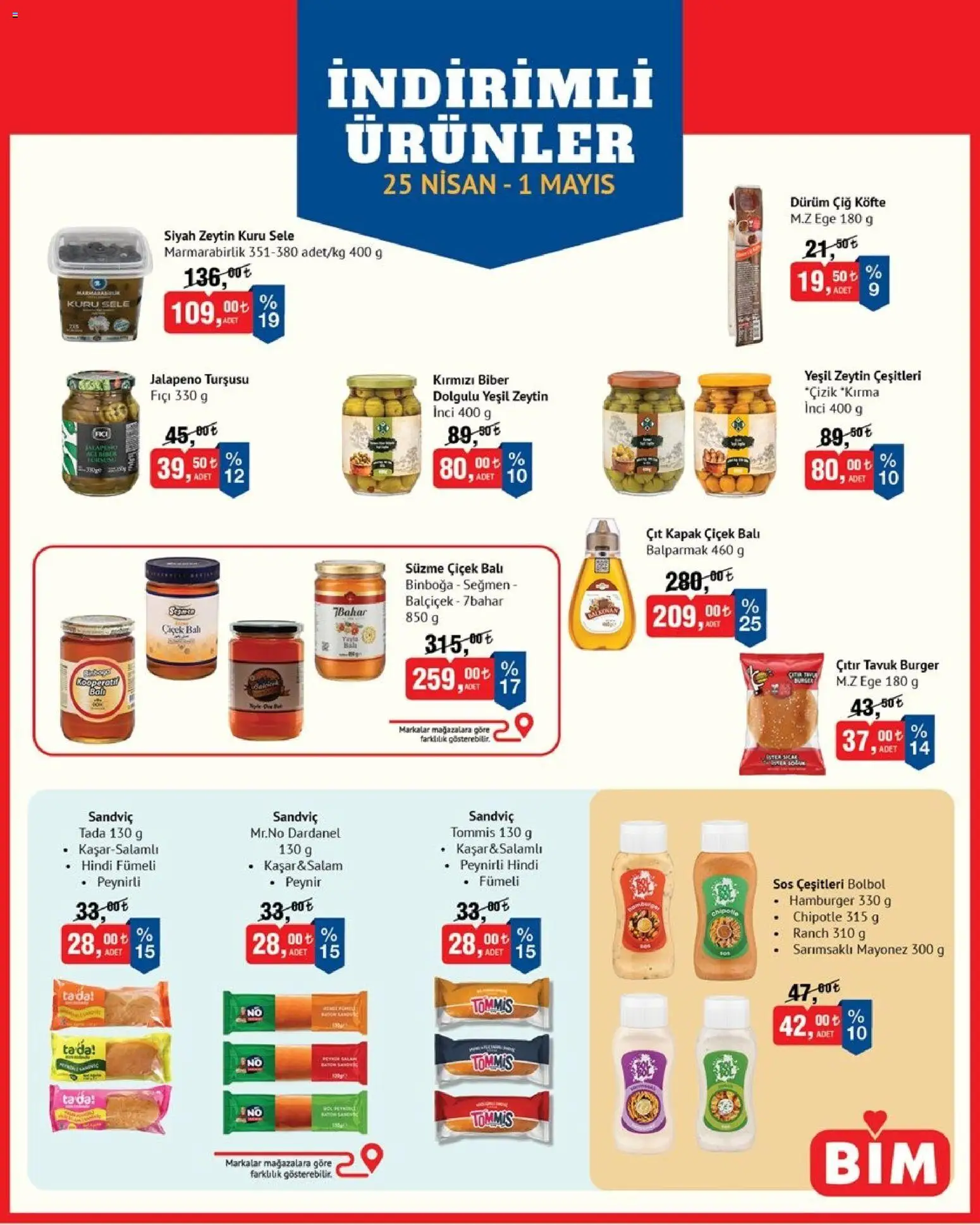 BİM Katalog - 25.04.2026 tarihinden itibaren geçerlidir | Sayfa: 2 | Ürünler: Peynir, Mayonez, Biber, Zeytin
