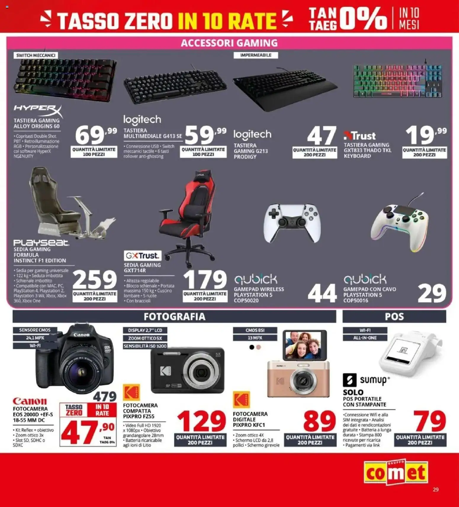 Volantino Comet del 10.04.2026 | Pagina: 29 | Prodotti: Fotocamera, Cavo, Playstation, Sedia