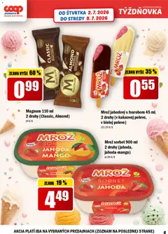 COOP Jednota leták platný od 02.07.2026 | Strana: 6 | Produkty: Sorbet, Magnum, Mango