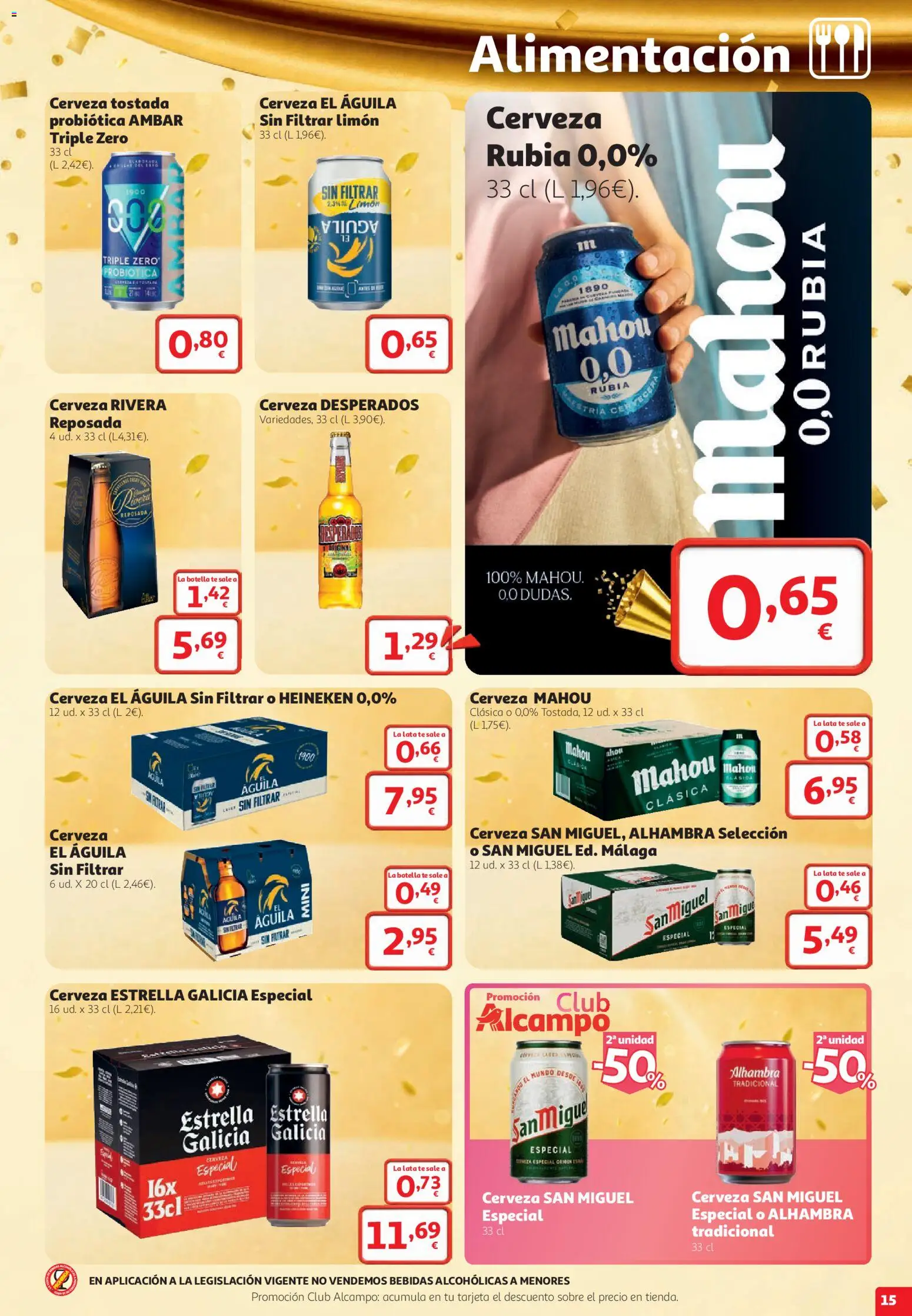 Alcampo HG Nacional │ válido desde el 22/10/2026 | Página: 15 | Productos: Cerveza, Limón, Té, Bebidas