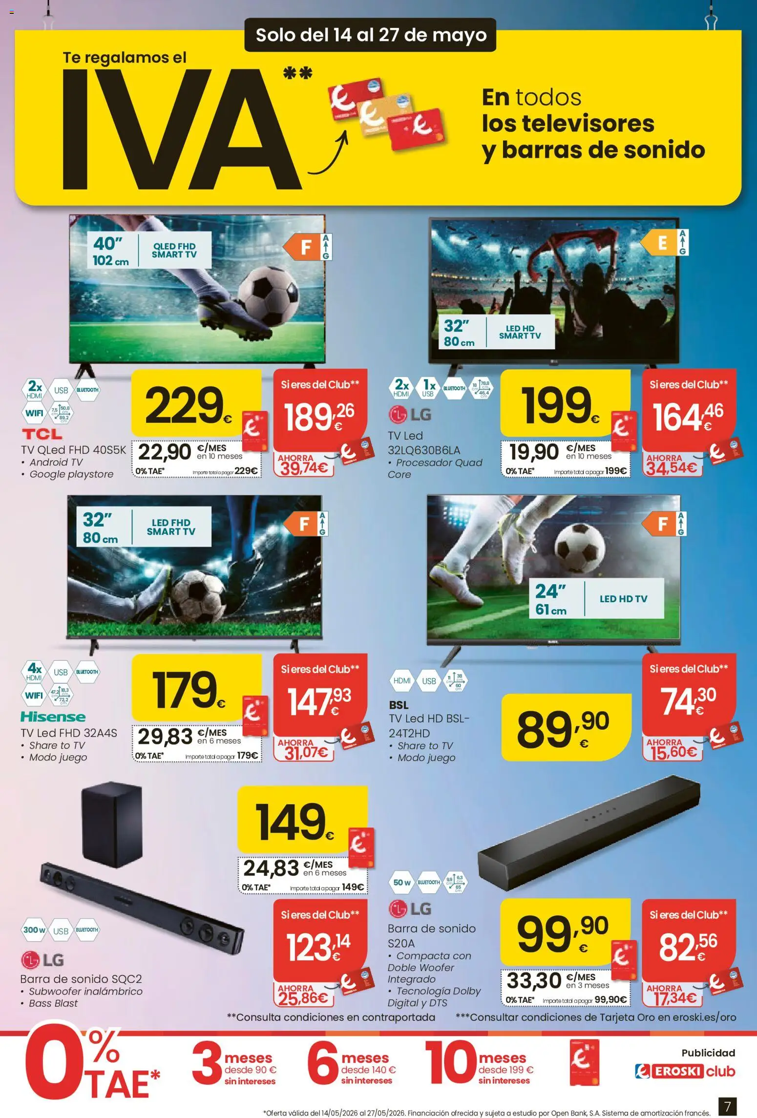 Eroski Te regalamos el IVA  │ válido desde el 14.05.2026 | Página: 7 | Productos: Barras de sonido, Καλαμάρι, Té
