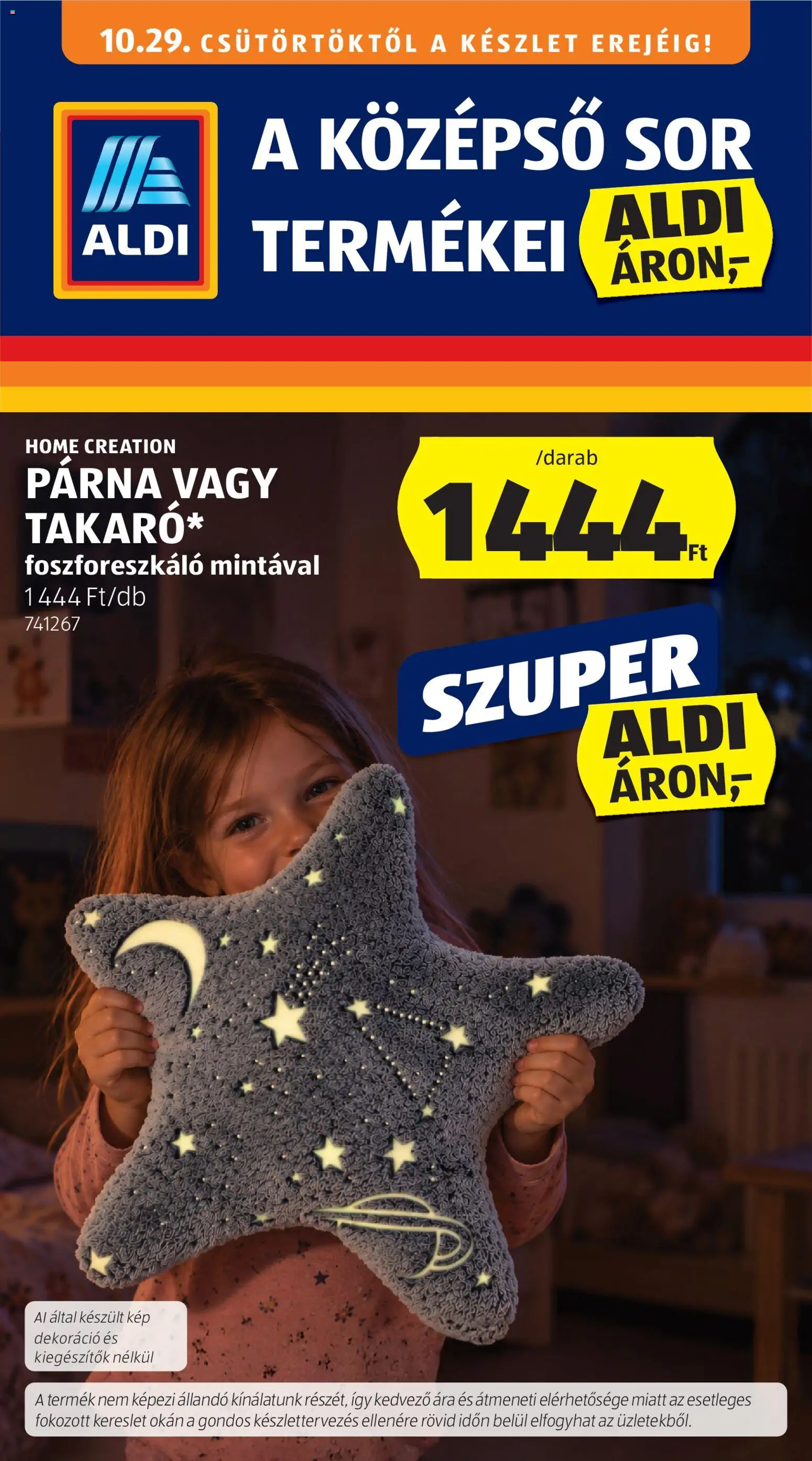 Aldi akciós ujság - amely érvényes a következő dátumtól: 2026.10.29. | Oldal: 1 | Termékek: Párna, Takaró, Sör, Dekoráció