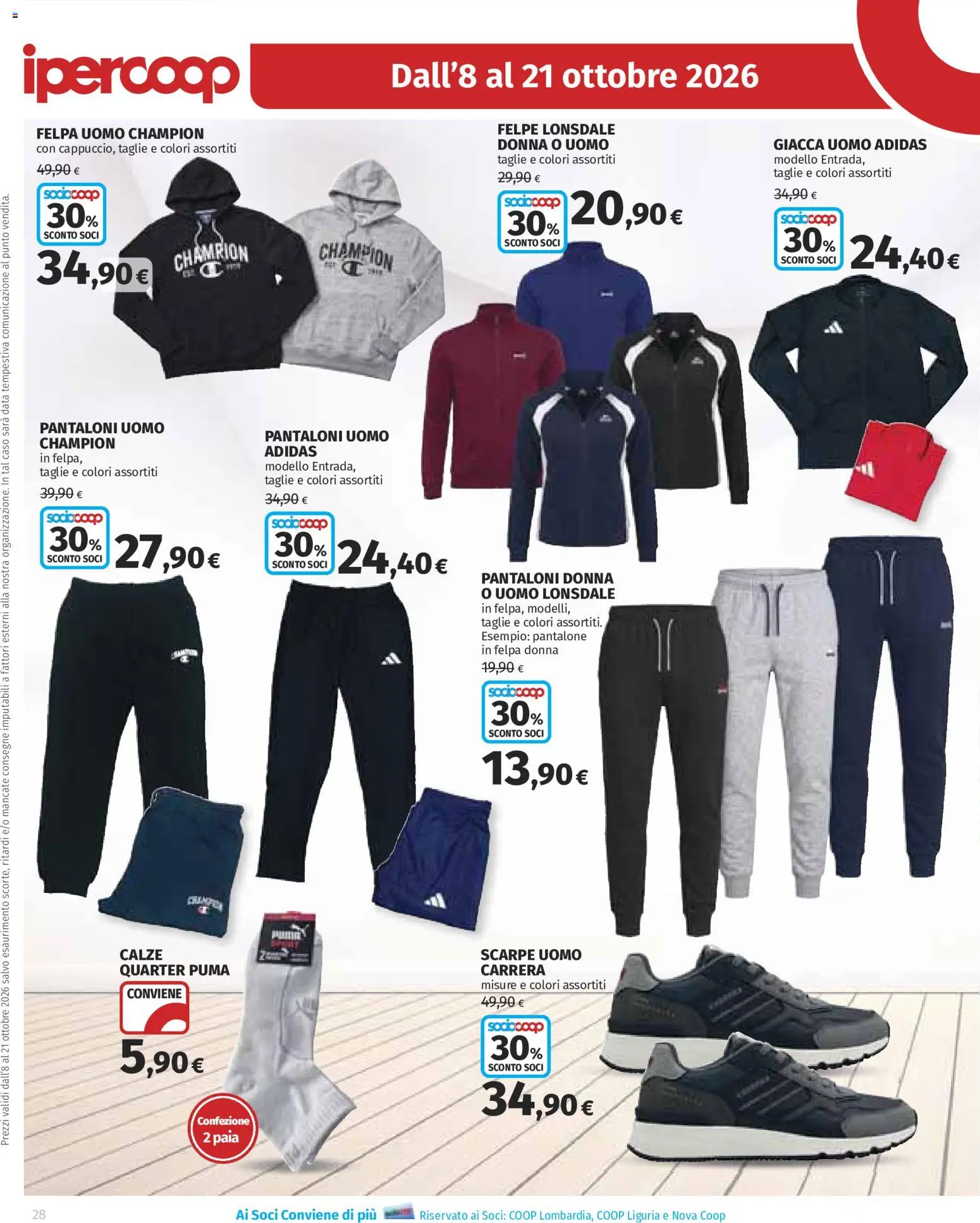 Volantino Ipercoop del 08/10/2026 | Pagina: 28 | Prodotti: Giacca, Pantaloni, Scarpe, Data