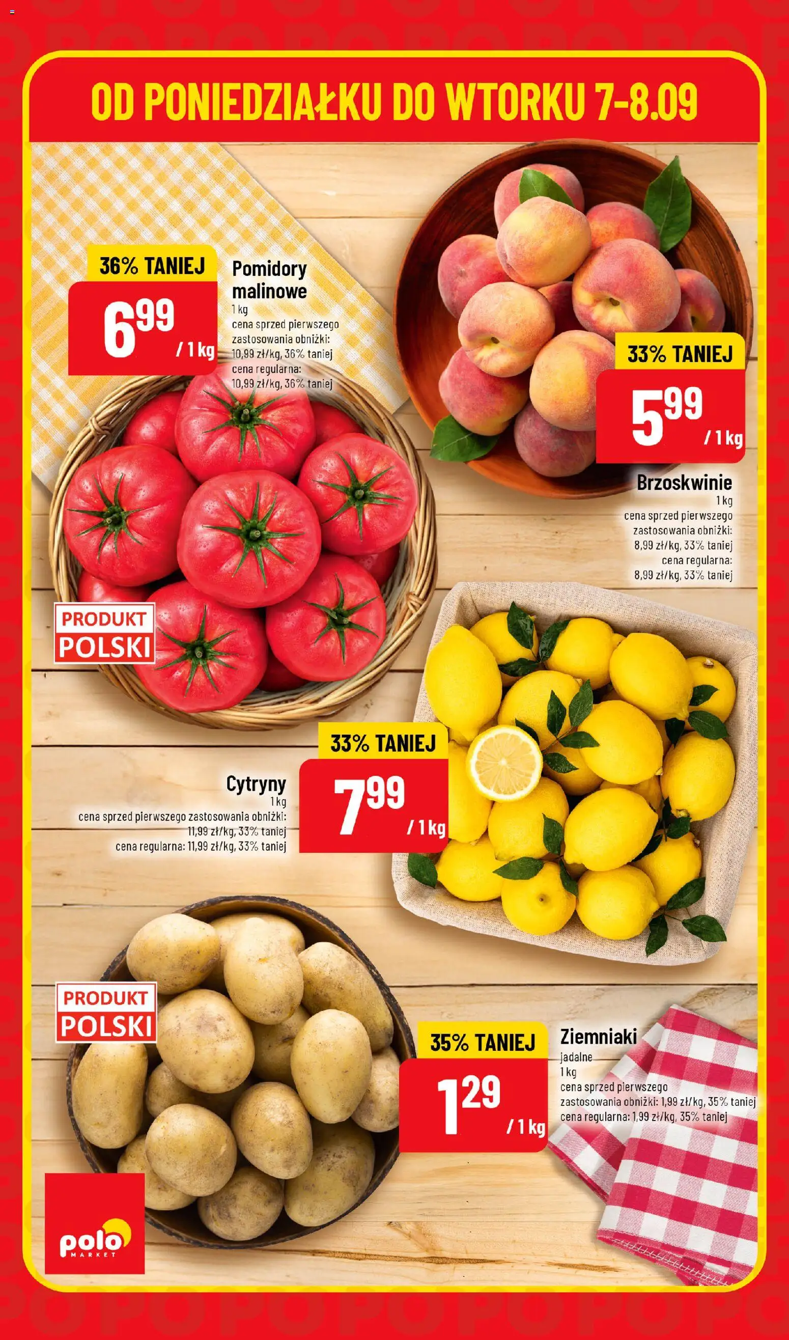 Nowa POLOmarket gazetka od jutra 07.09.2026 | Strona: 2 | Produkty: Cytryny, Pomidory malinowe, Brzoskwinie, Ziemniaki
