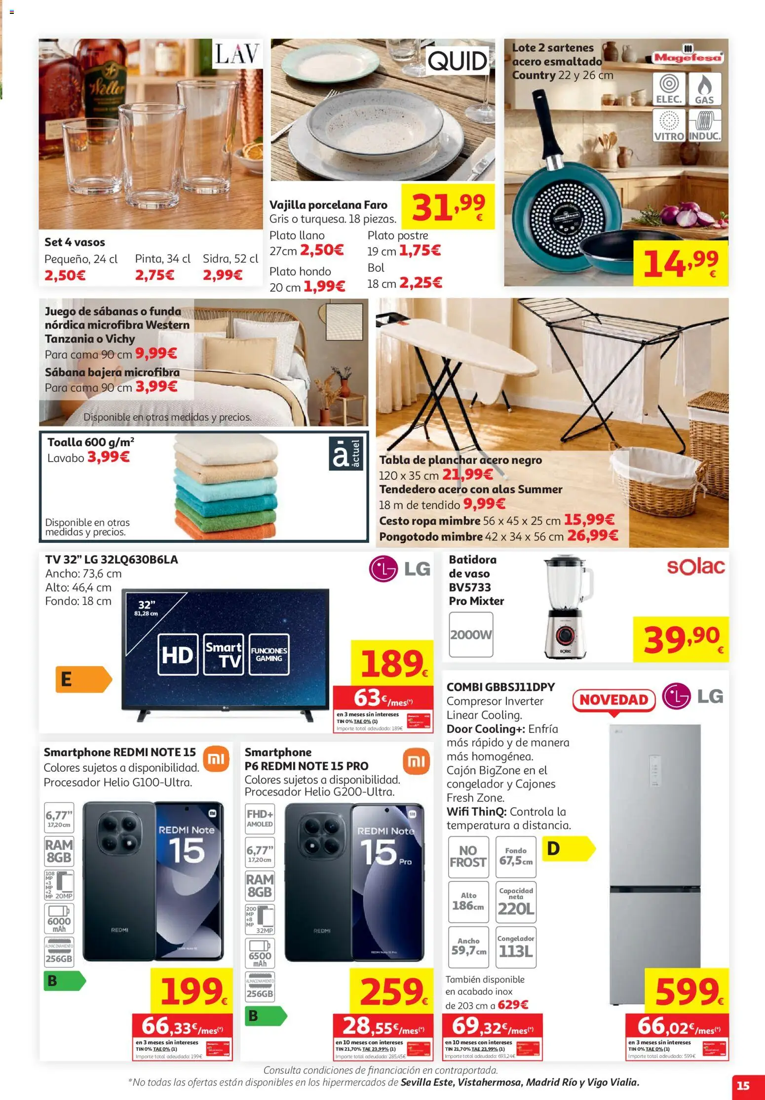 Alcampo  HP Nacional Cat Litoral │ válido desde el 29/07/2026 | Página: 15 | Productos: Juego de sábanas, Smartphone, Tabla de planchar, Funda