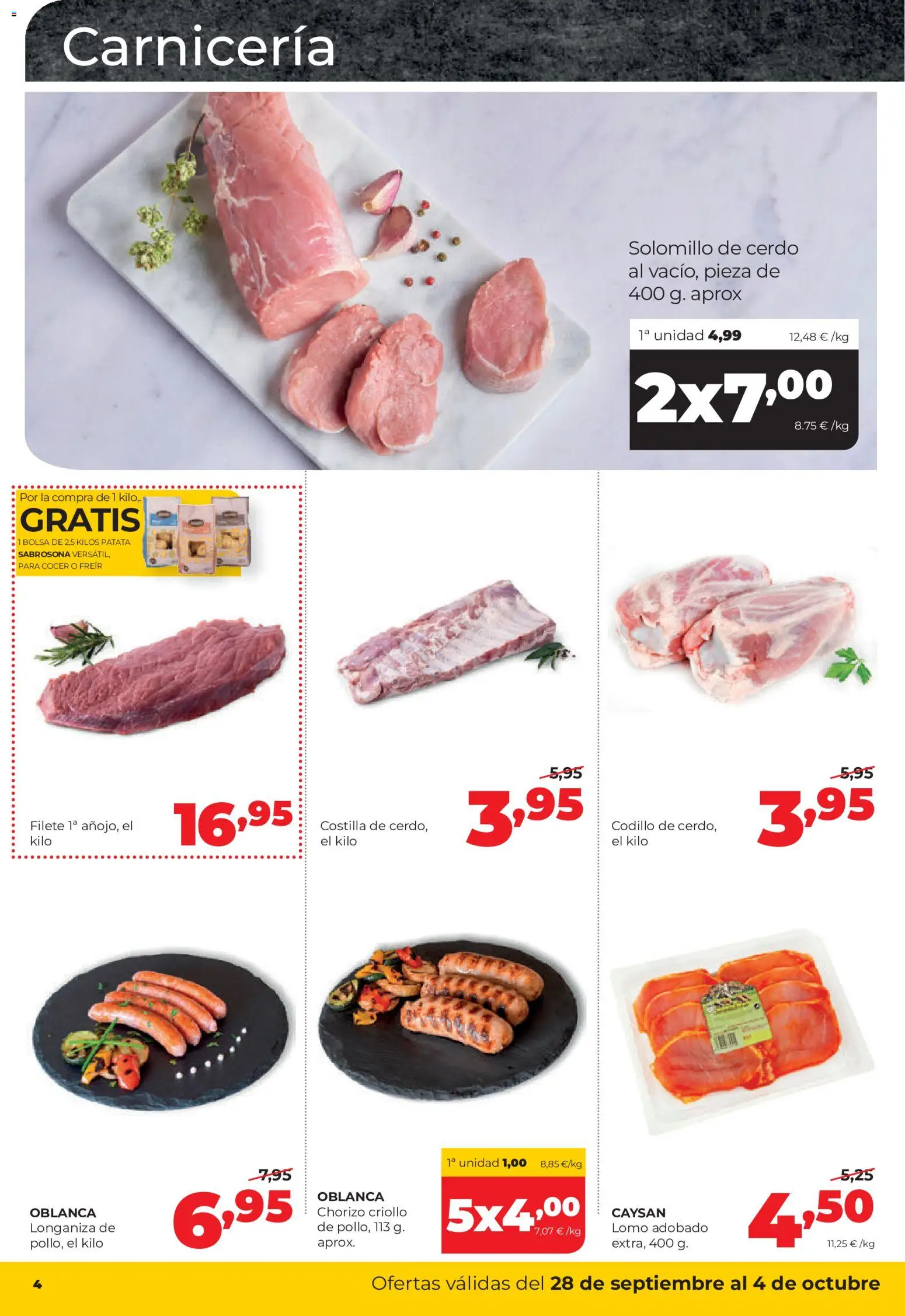 Alimerka folleto Castilla y León │ válido desde el 28/09/2026 | Página: 4 | Productos: Solomillo de cerdo, Cerdo, Bolsa, Filete
