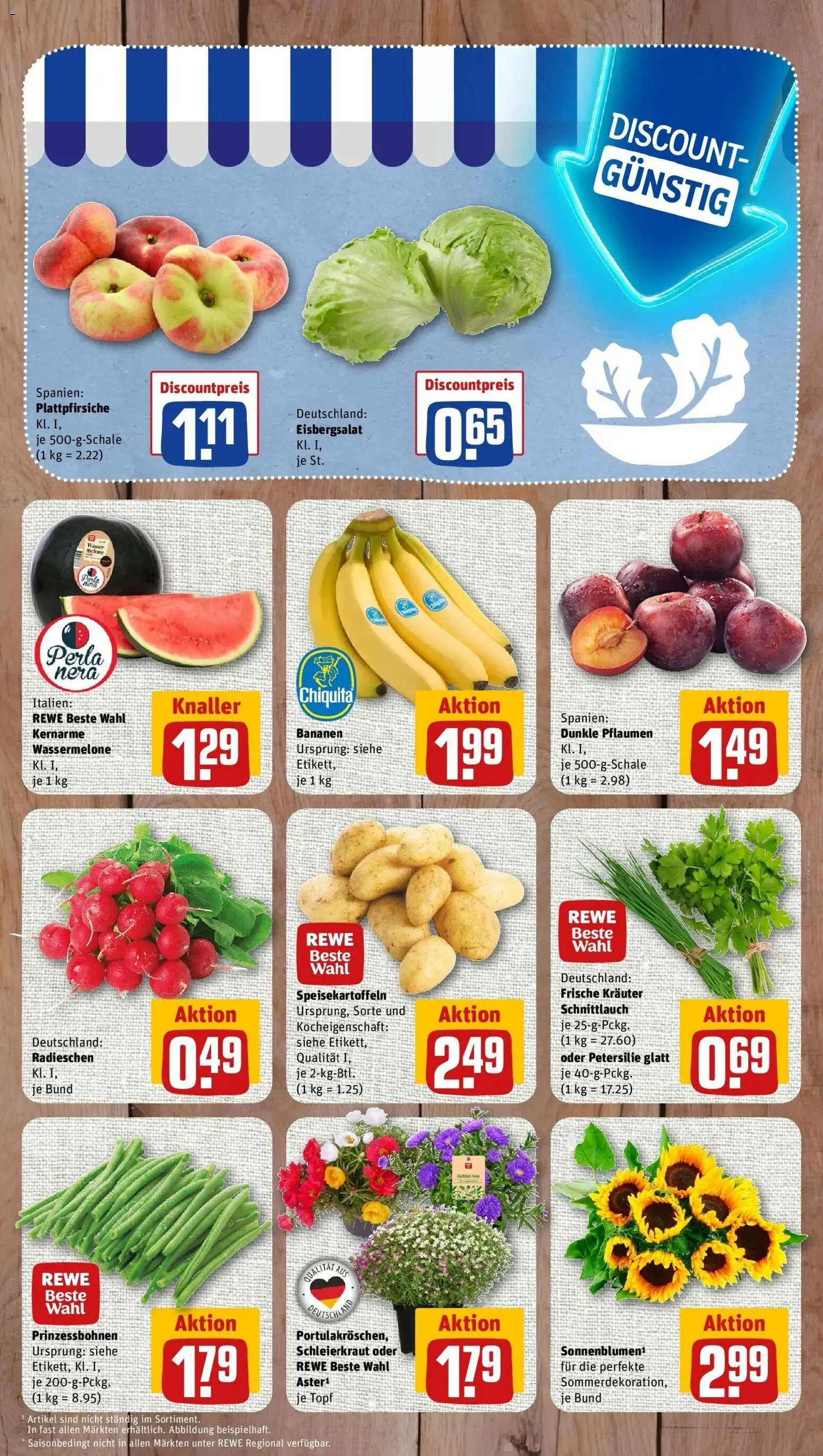 Rewe Prospekt Schneeberg – gültig ab 06.07.2026 | Seite: 3 | Produkte: Pflaumen, Bananen, Wassermelone, Petersilie