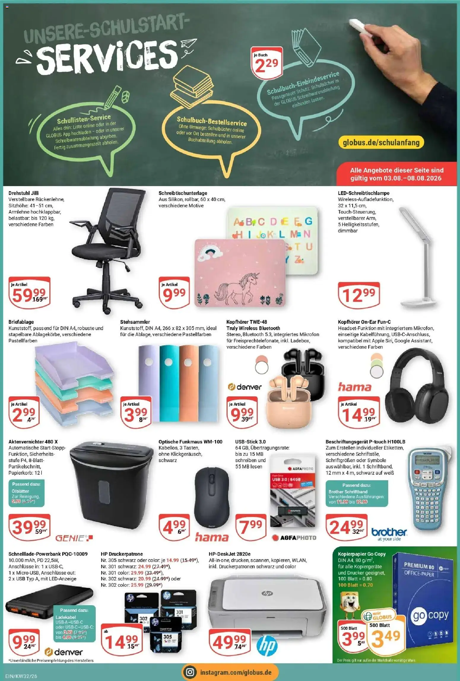 Globus Prospekt Homburg-Einöd (ab 03.08.2026) » Angebote online | Seite: 4 | Produkte: HP, Mikrofon, USB, Drucker