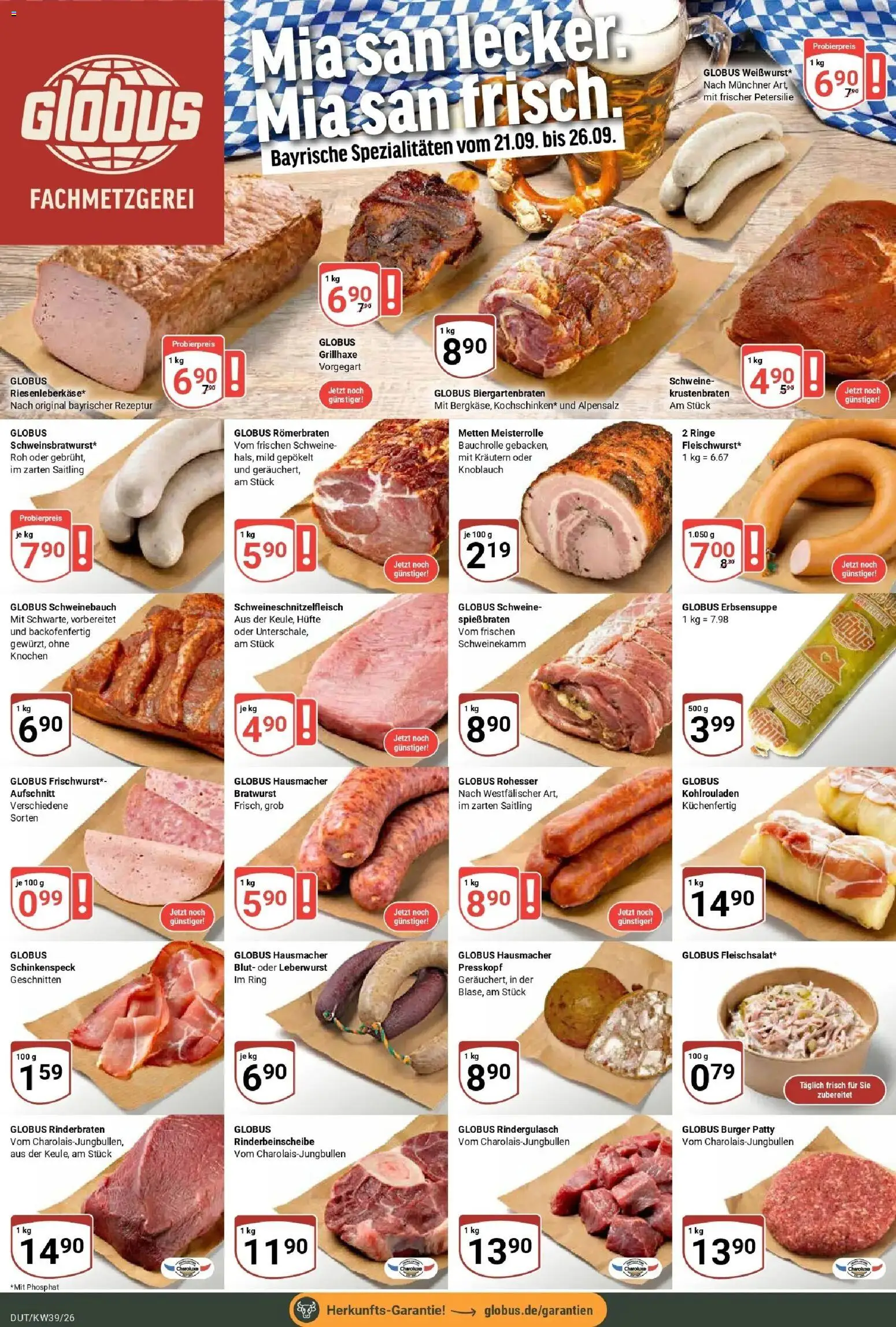 Globus Prospekt Wetzlar-Dutenhofen (ab 21.09.2026) » Angebote online | Seite: 11 | Produkte: Rinderbraten, Spezialitäten, Bratwurst, Burger
