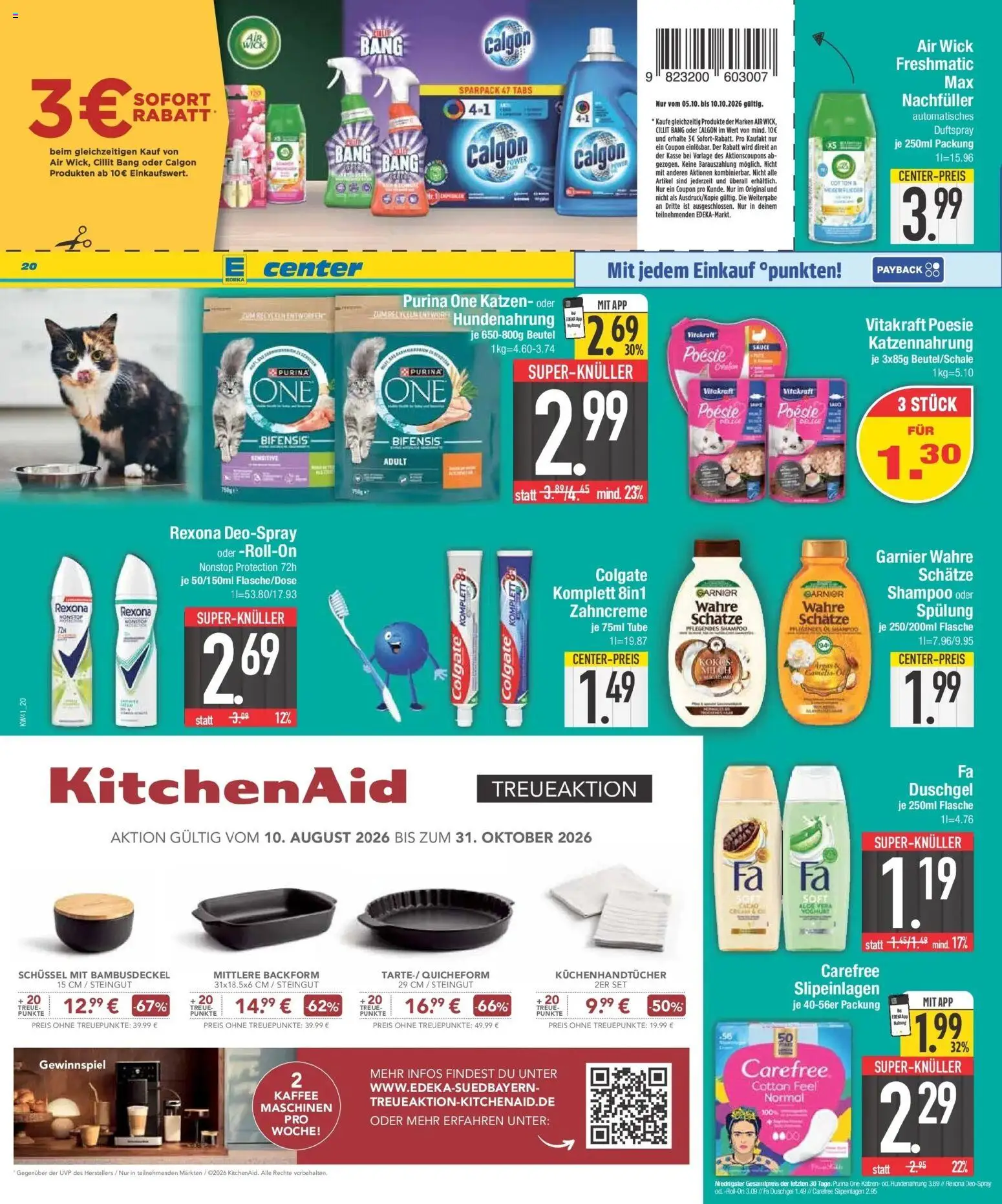E center Prospekt Ottobrunn (ab 05.10.2026) zum Blättern | Seite: 20 | Produkte: Purina one, Fa duschgel, Spülung, Duschgel