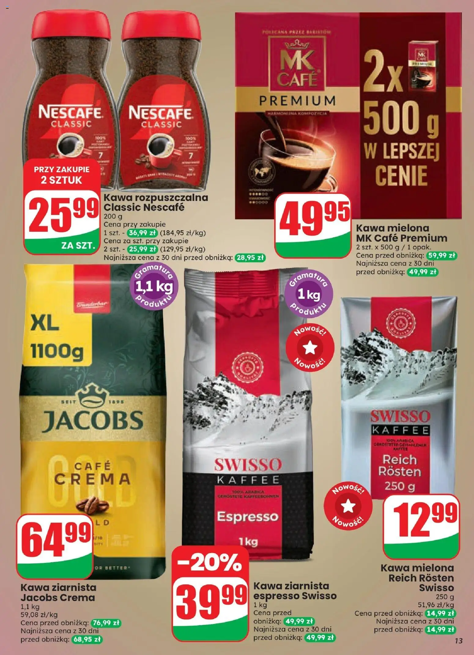 Dino gazetka od 21.10.2026 | Strona: 13 | Produkty: Jacobs, Kawa ziarnista, Kawa rozpuszczalna, Kawa