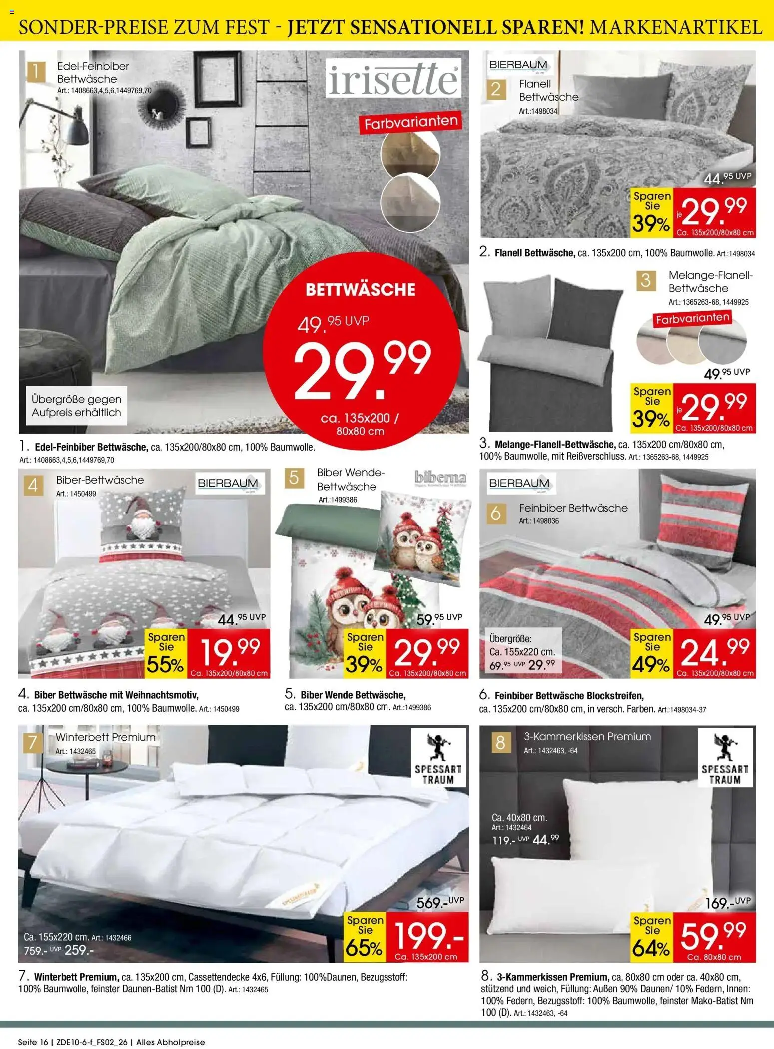 Zurbrüggen Sonder-Preise zum Fest – gültig ab 10.10.2026 | Seite: 16 | Produkte: Bettwäsche