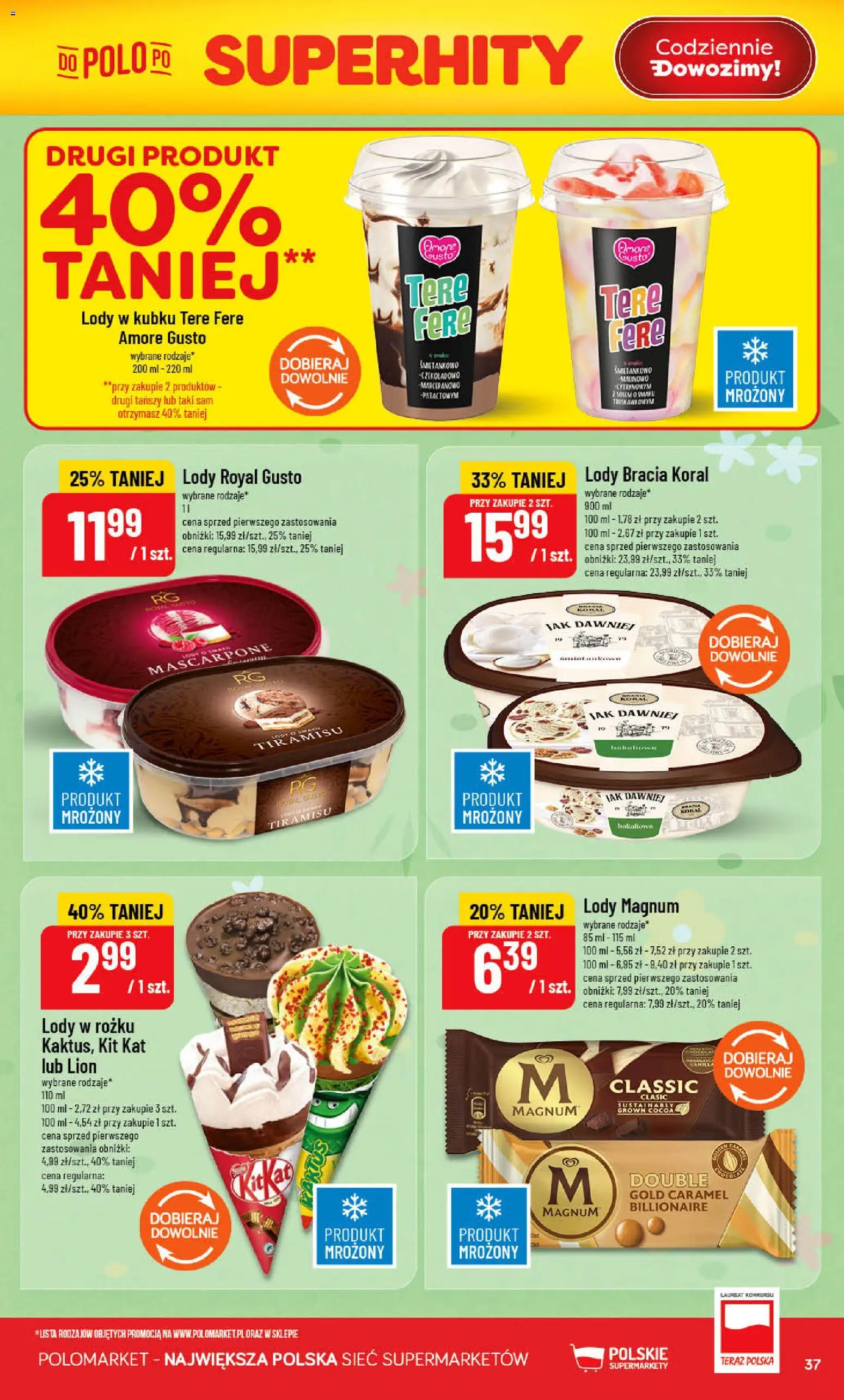 POLOmarket gazetka od 10.06.2026 | Strona: 37 | Produkty: Tiramisu, Mascarpone, Lody Magnum, Lody