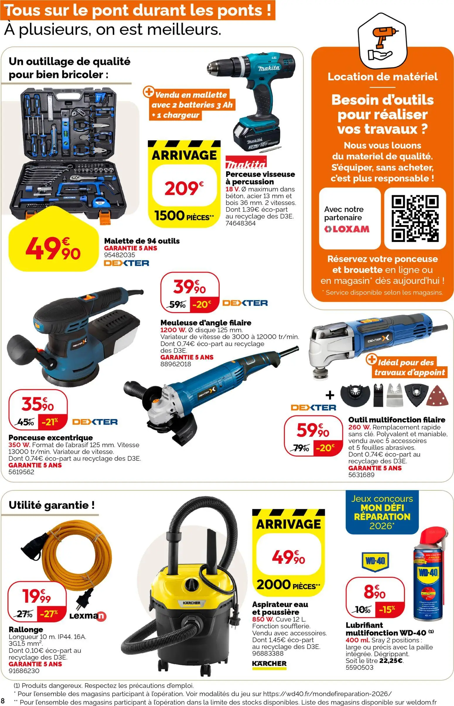 {H1} | Page: 8 | Produits: Meuleuse, Aspirateur, Perceuse Visseuse, Jeux