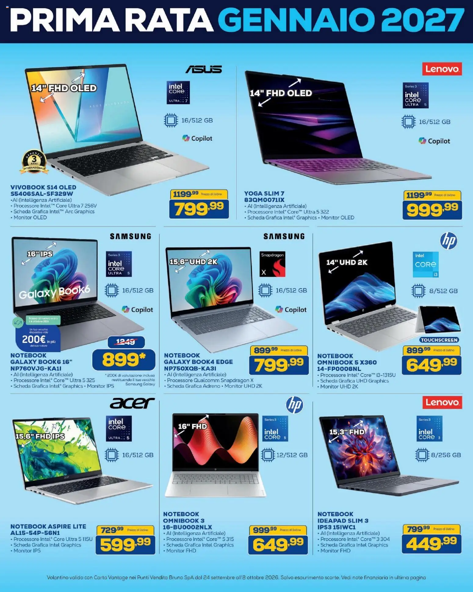 Volantino BRUNO del 24/09/2026 | Pagina: 19 | Prodotti: Monitor, Notebook, Samsung Galaxy, Samsung