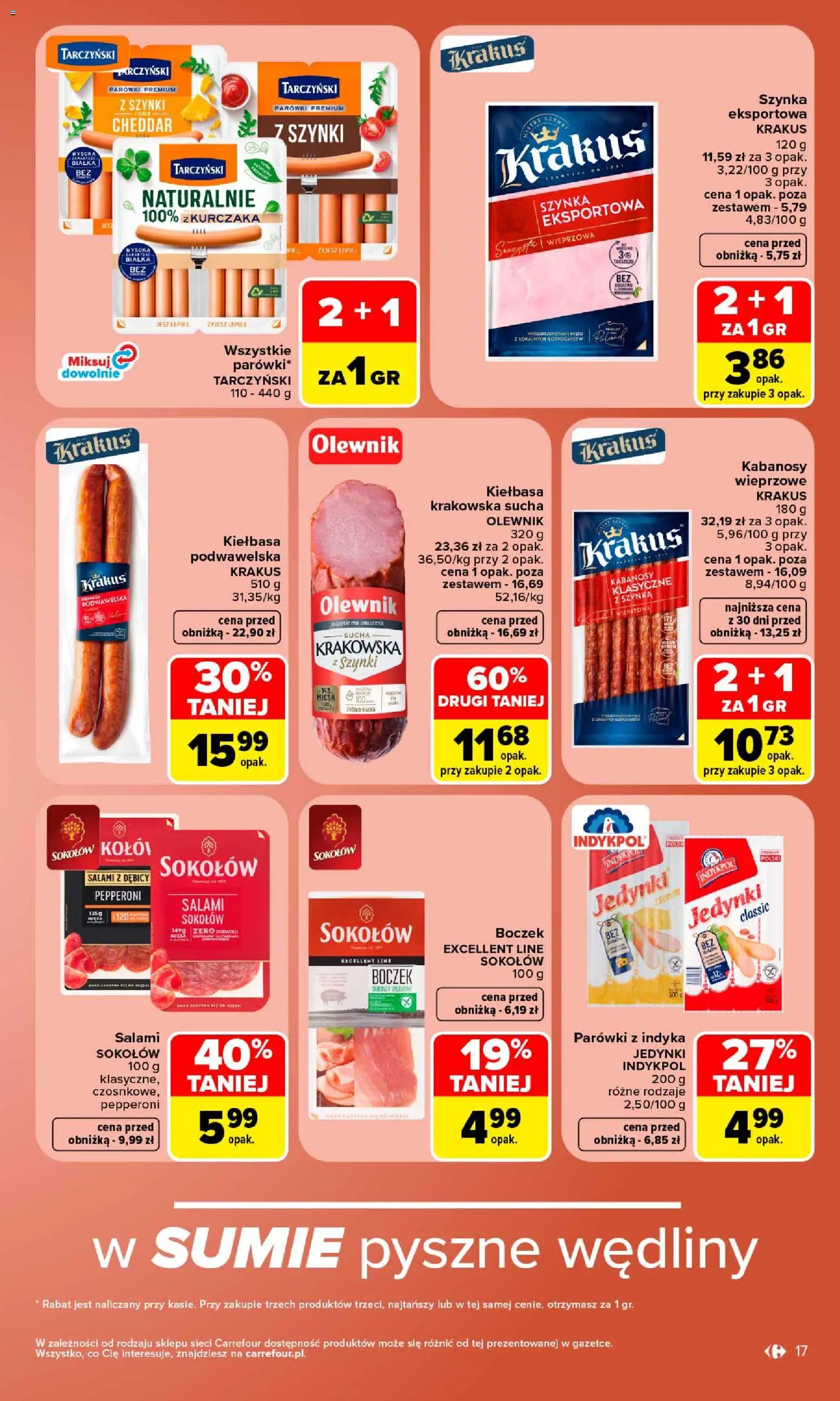 Carrefour gazetka od 24.08.2026 | Strona: 19 | Produkty: Kiełbasa, Kabanosy, Szynka, Parówki z indyka