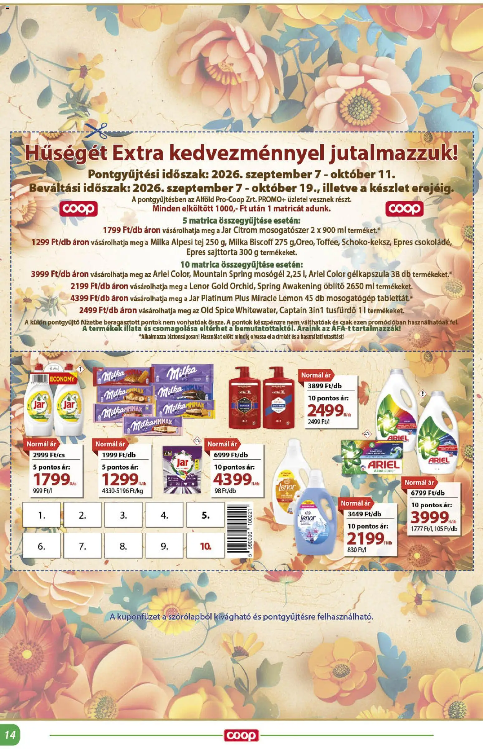 COOP akciós ujság - amely érvényes a következő dátumtól: 2026.09.17. | Oldal: 14 | Termékek: Ariel, Old spice, Lenor, Tusfürdő