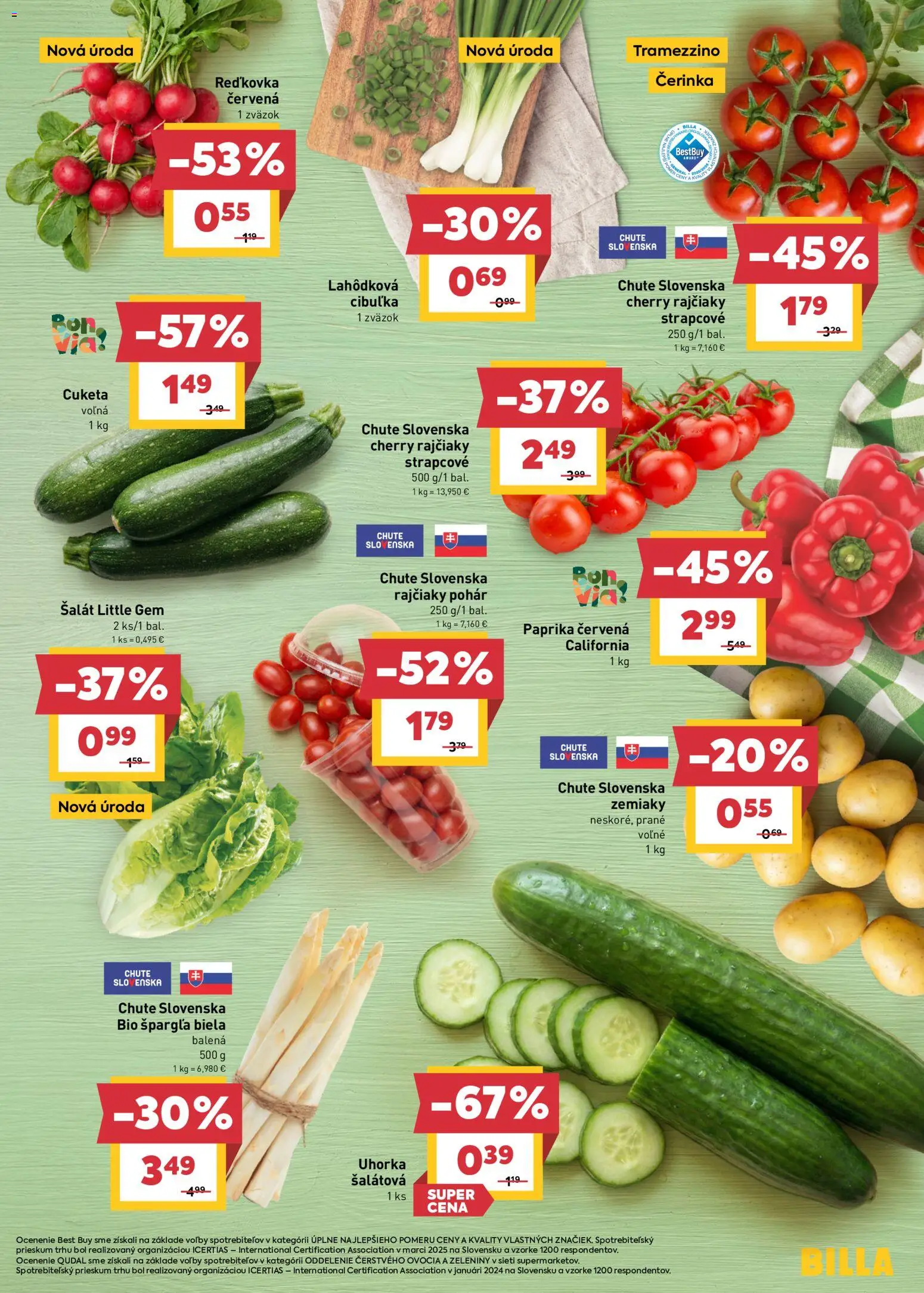 Nové Billa akcie – leták je platný od 06.05.2026 | Strana: 3 | Produkty: Paprika, Šalát, Zemiaky, Cuketa