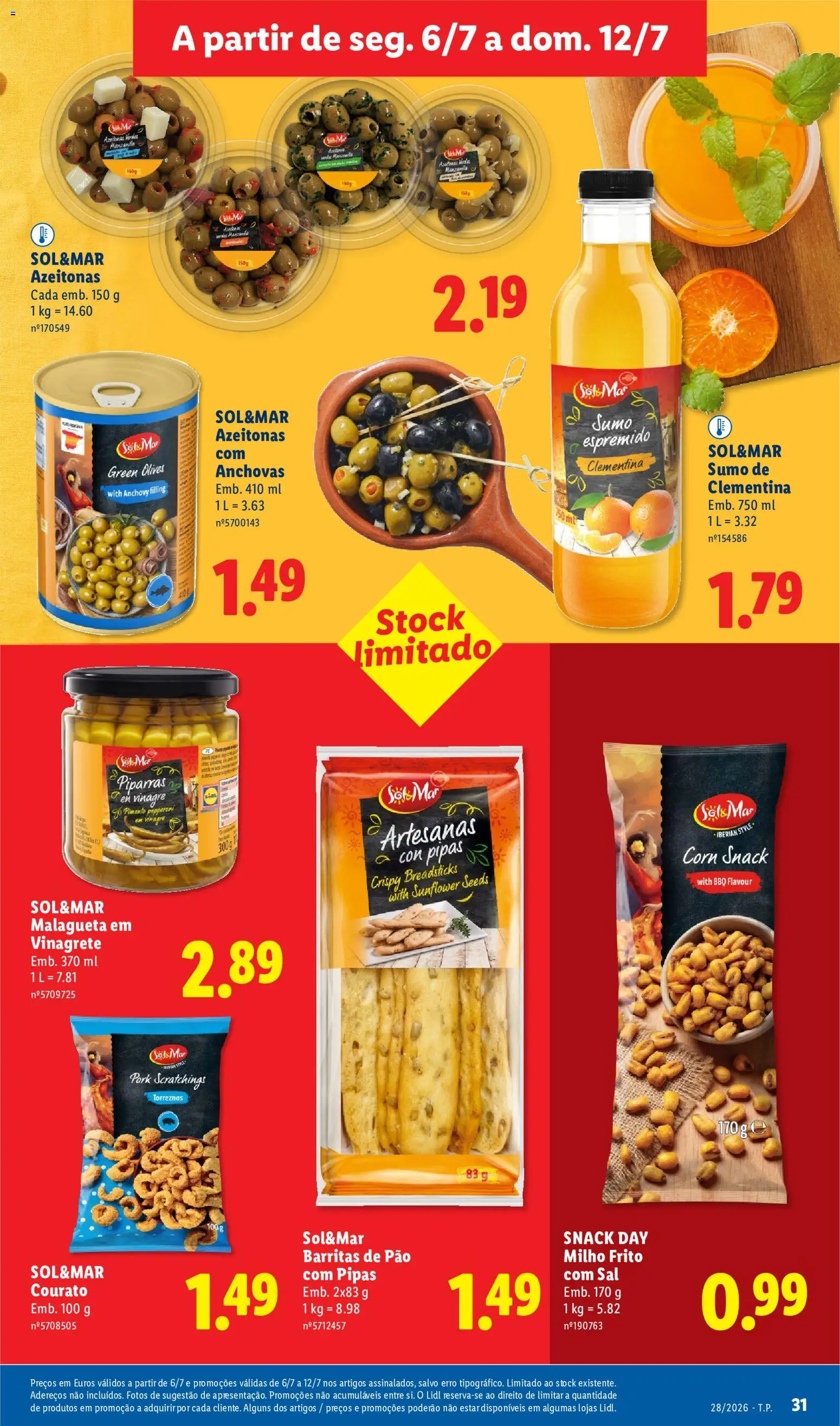 Lidl folheto │ válido de 06/07/2026 | Página: 31 | Produtos: Sal, Pão, Sumo, Milho