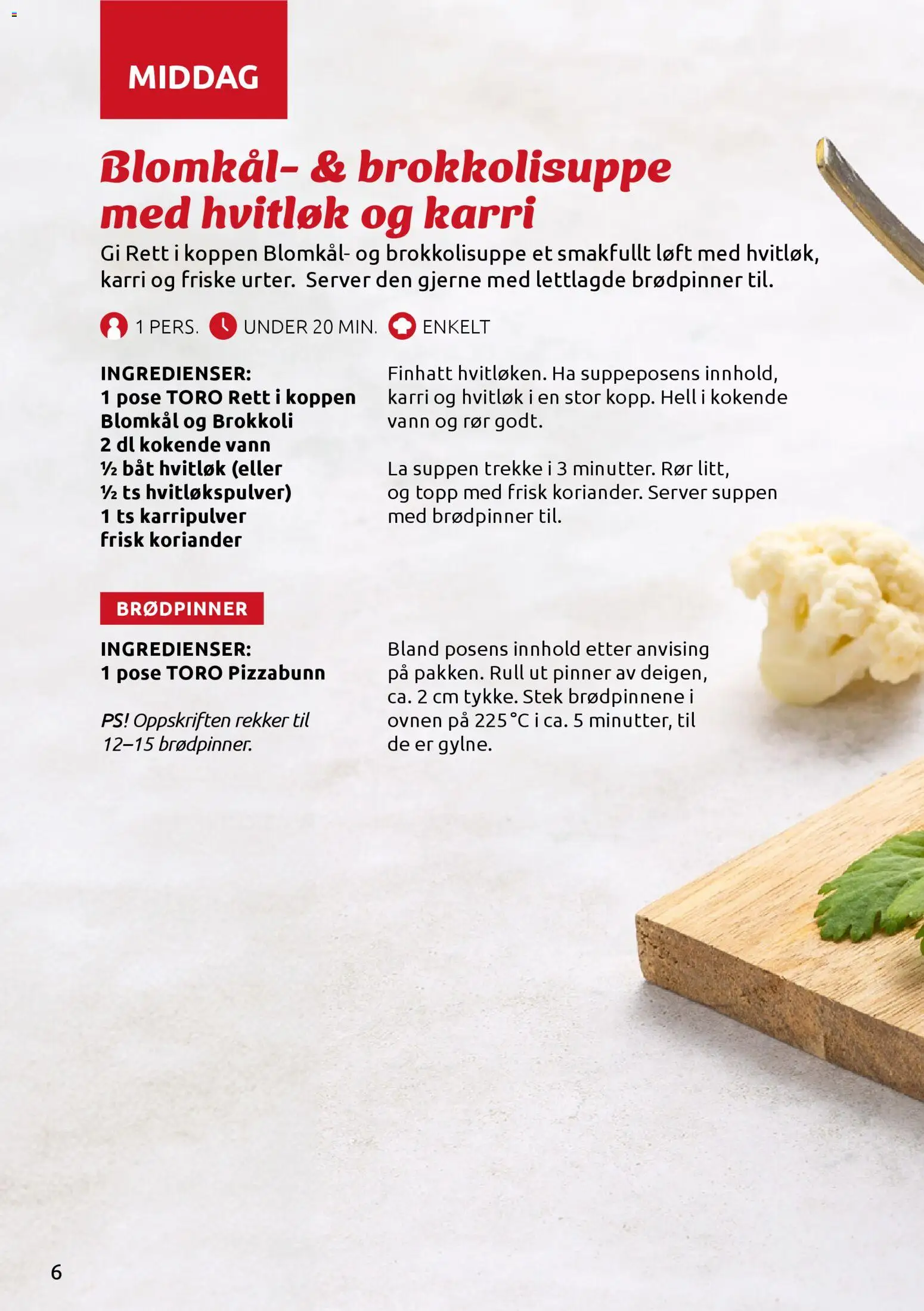 {H1} | Side: 6 | Produkter: Blomkål, 1, Hvitløk, Topp