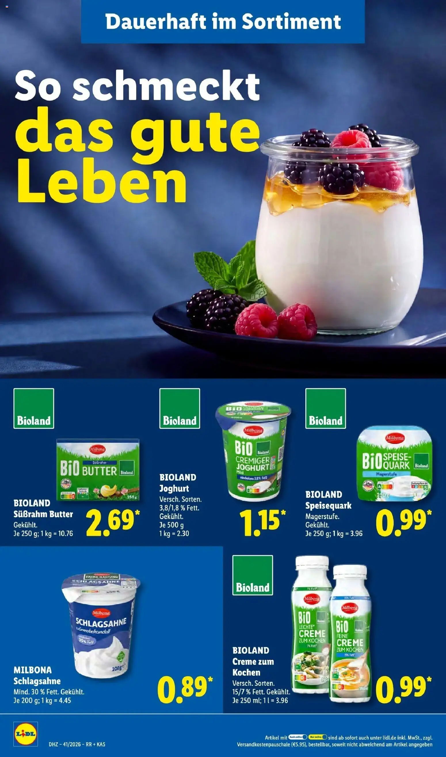 Lidl Prospekt Bergisch Gladbach (ab 05.10.2026) zum Blättern » Angebote | Seite: 22 | Produkte: Schlagsahne, Butter, Creme, Speisequark