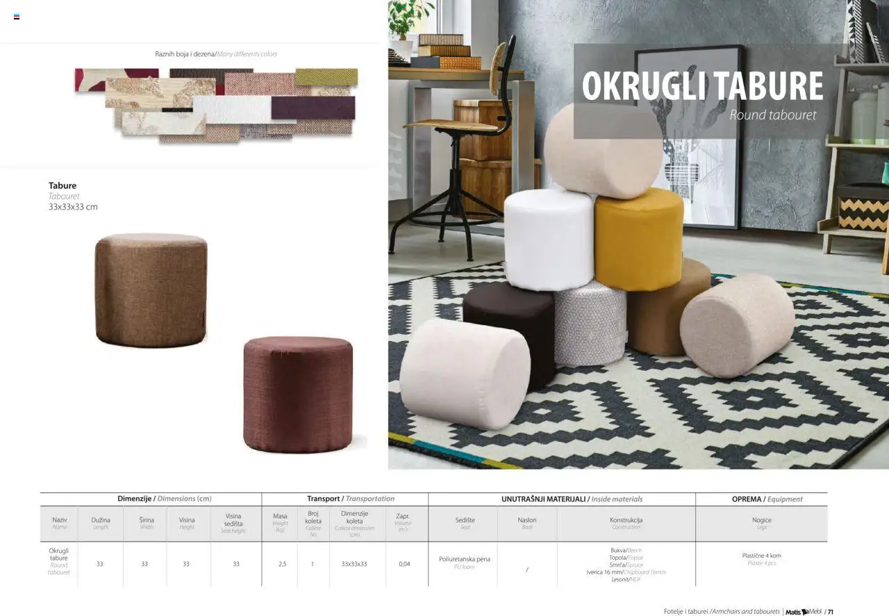 Matis katalog - važi od 01.01.2025 | Strana: 73 | Proizvode: Pena, Sedišta, Tabure