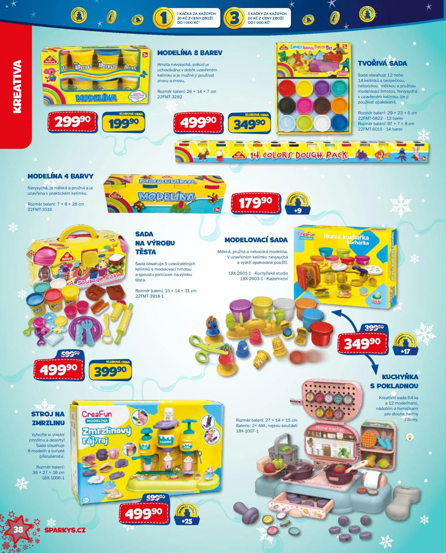 Sparkys katalog Vánoce 2026 od 01.10.2026 | Strana: 38 | Produkty: Kuchyňka, Hodiny, Dezerty, Baterie