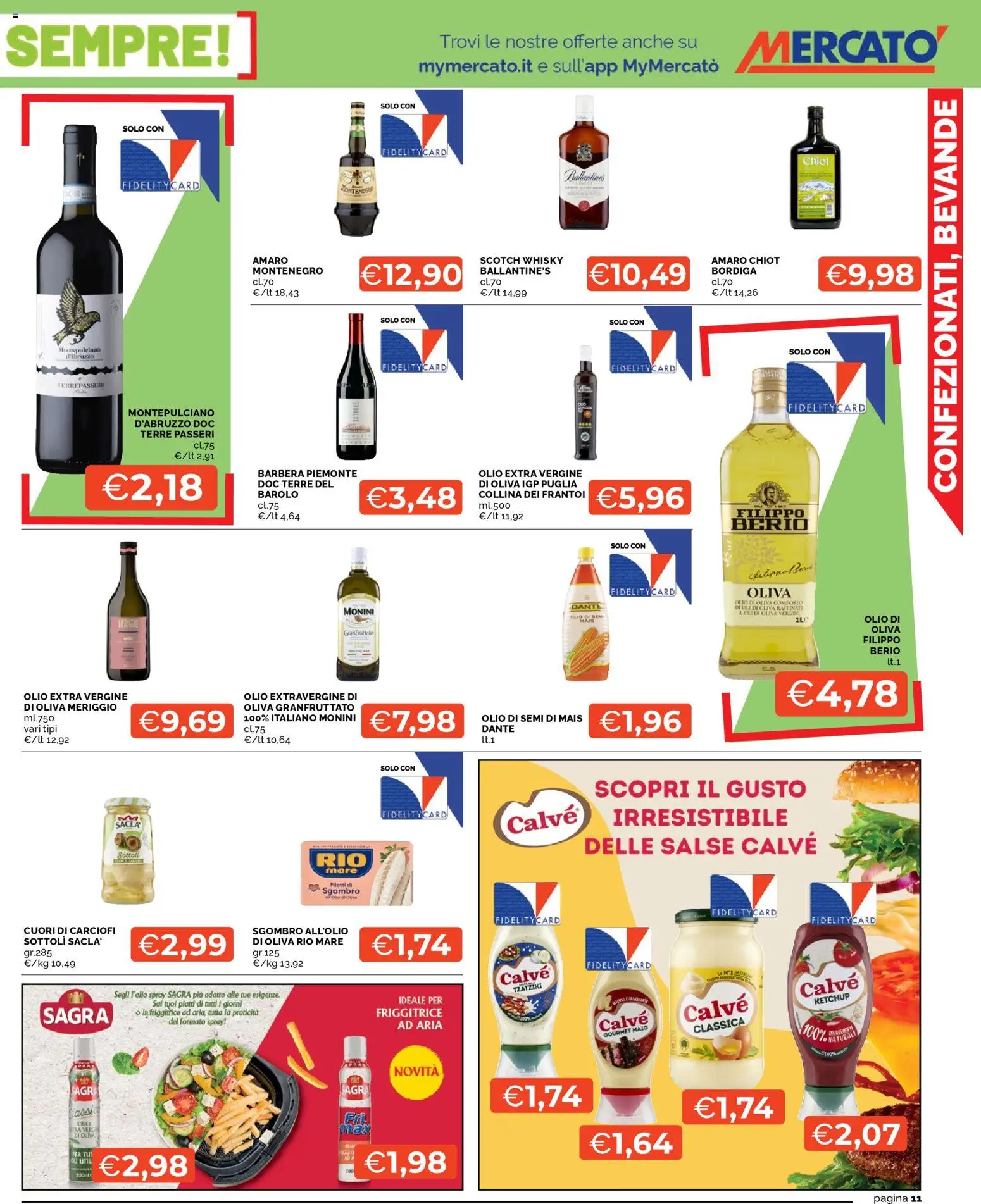 Volantino Mercatò del 09.03.2026 | Pagina: 11 | Prodotti: Whisky, Olio, Sgombro, Amaro