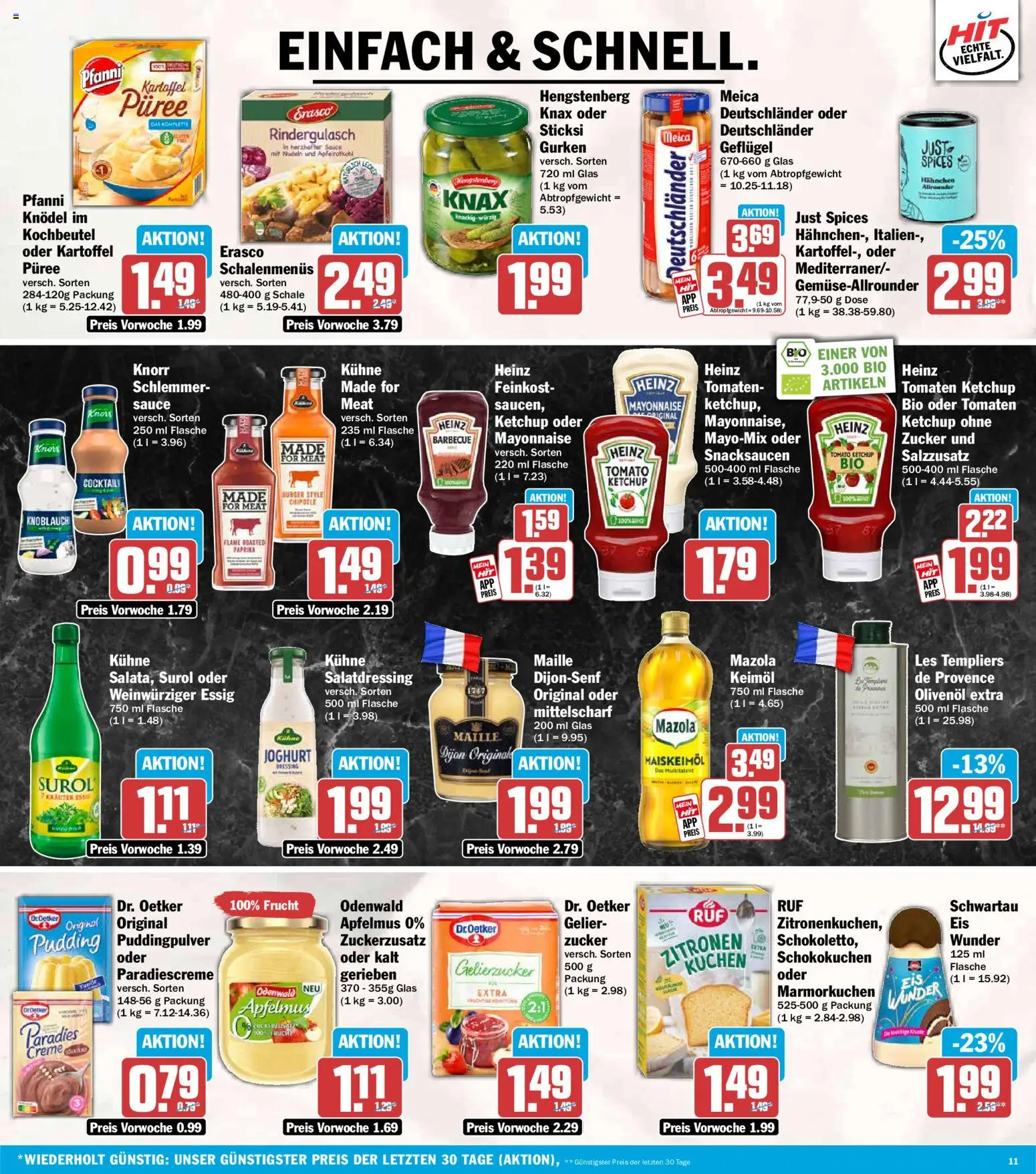 HIT Prospekt – gültig ab 10.08.2026 | Seite: 11 | Produkte: Olivenol, Creme, Meica, Gurken